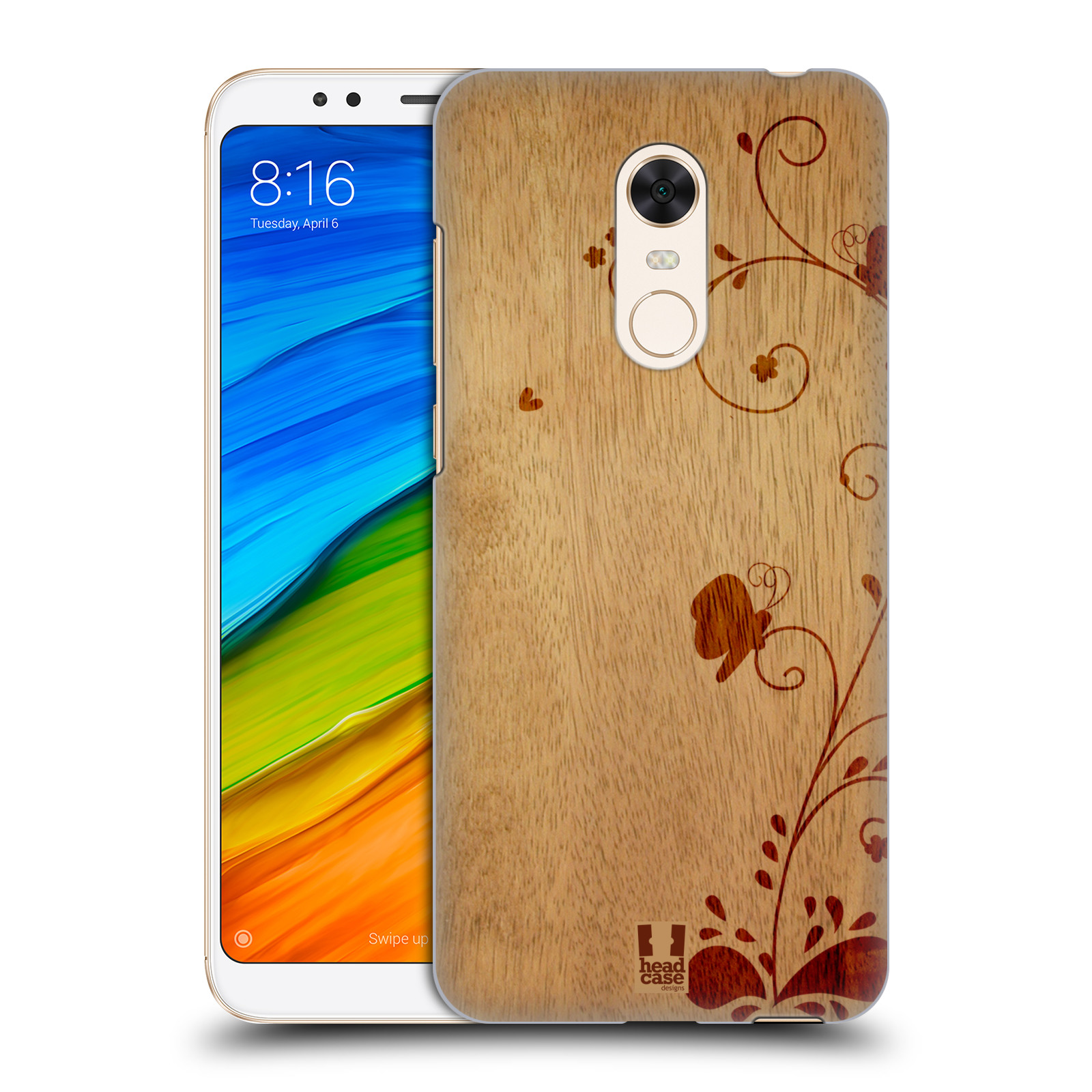 HEAD CASE plastový obal na mobil Xiaomi Redmi 5 PLUS vzor Dřevěné umění KVĚTINA