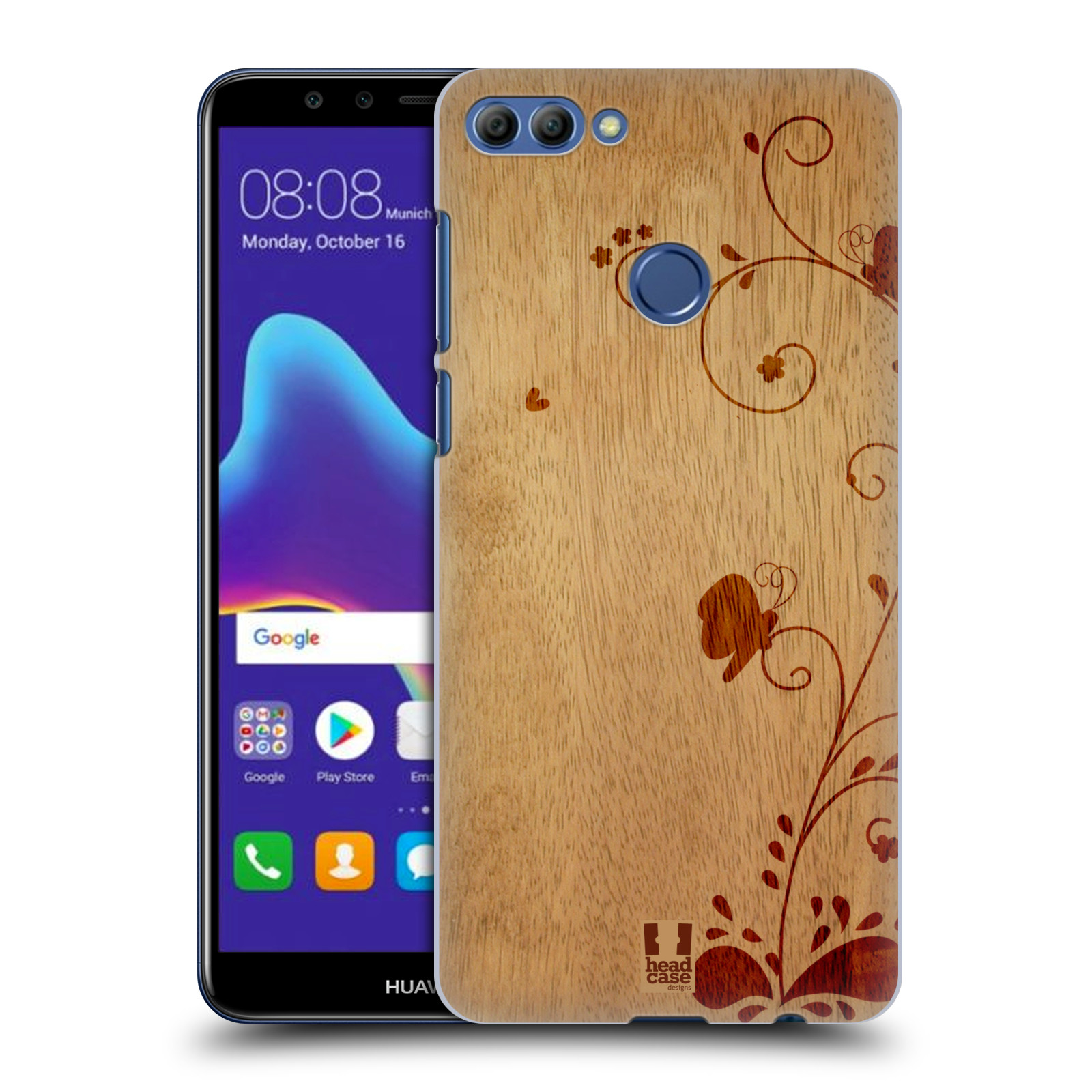 HEAD CASE plastový obal na mobil Huawei Y9 2018 vzor Dřevěné umění KVĚTINA