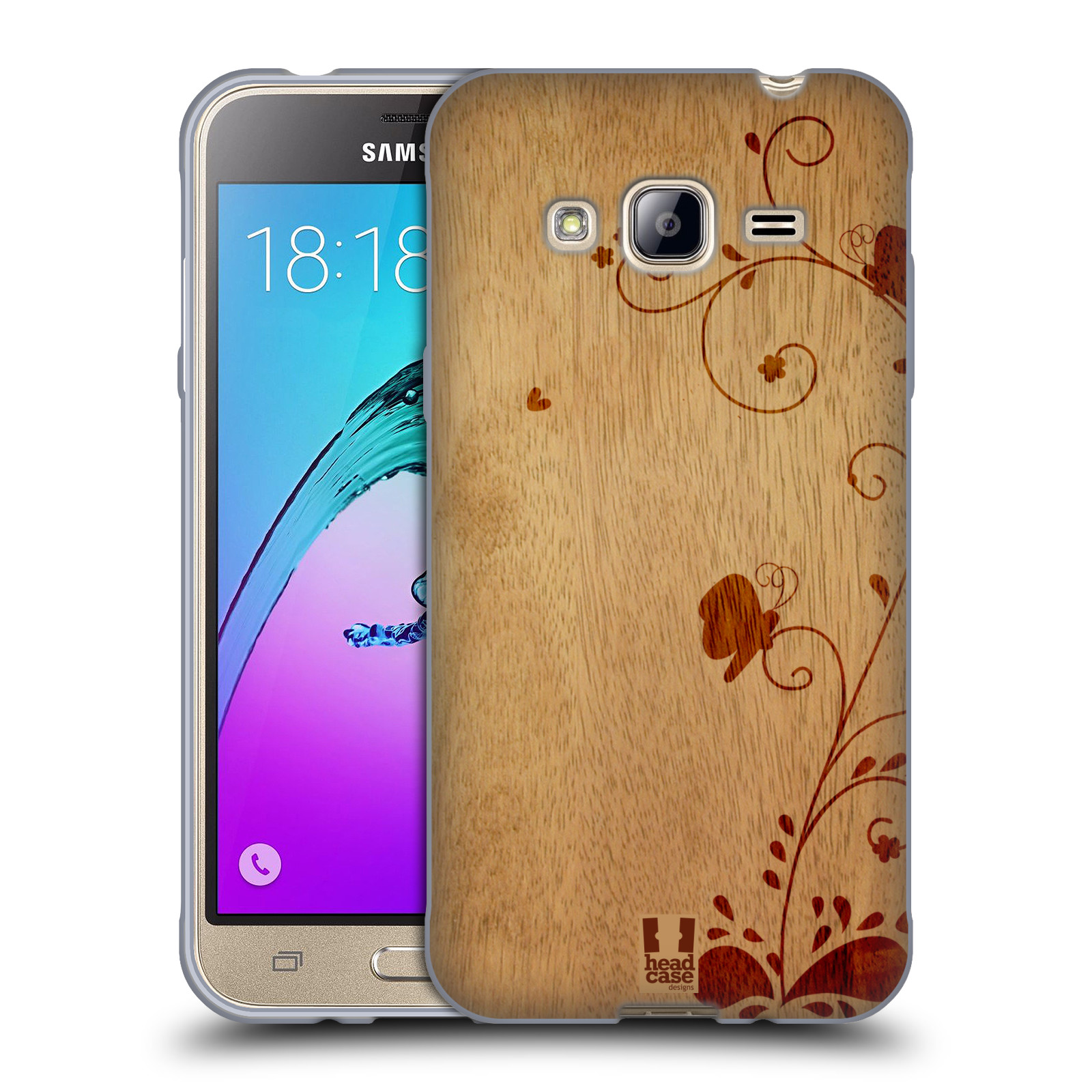 HEAD CASE silikonový obal na mobil Samsung Galaxy J3, J3 2016 vzor Dřevěné umění KVĚTINA