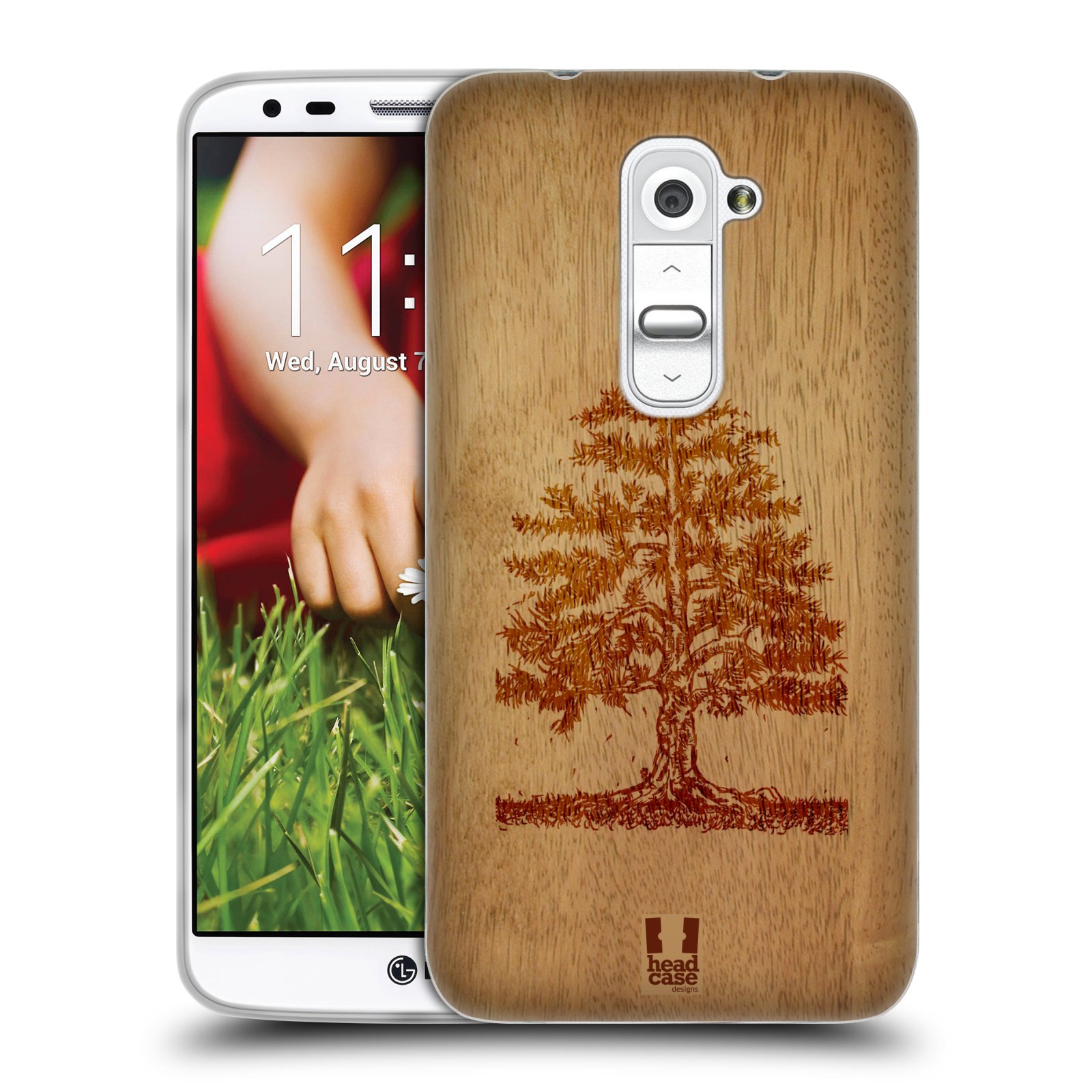 HEAD CASE silikonový obal na mobil LG G2 vzor Dřevěné umění STROM