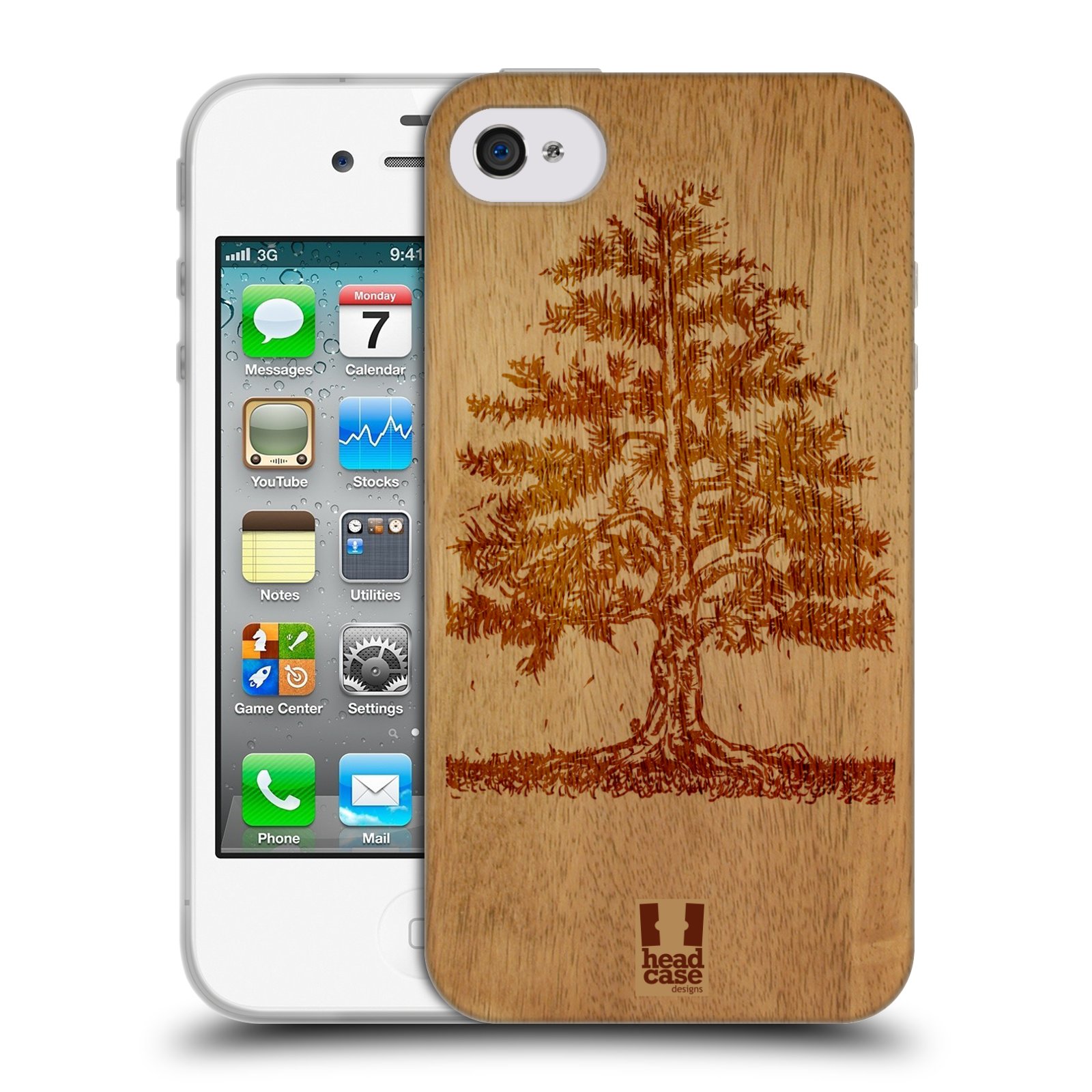 HEAD CASE silikonový obal na mobil Apple Iphone 4/4S vzor Dřevěné umění STROM