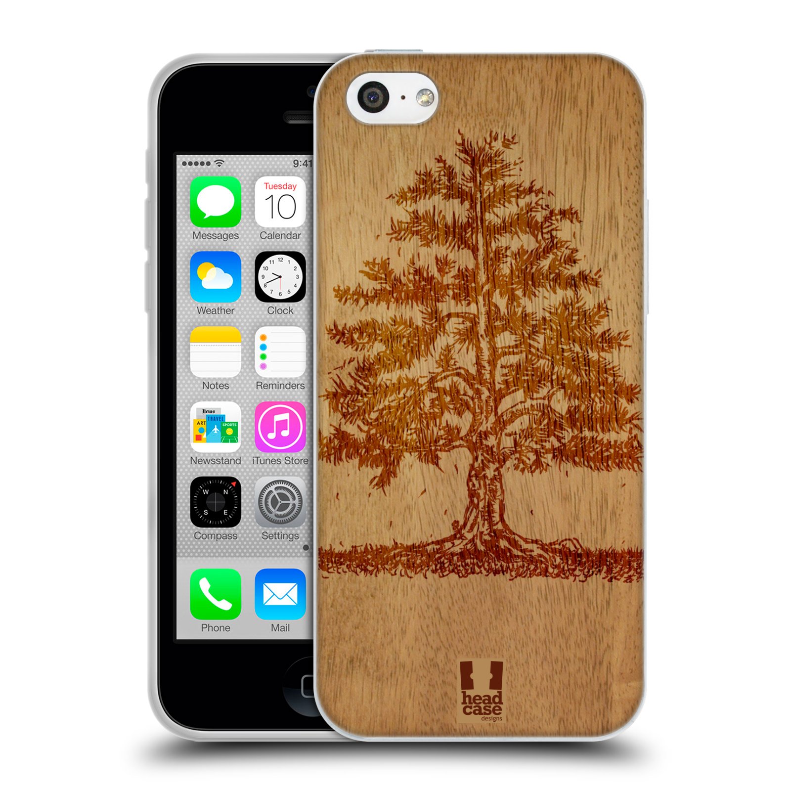 HEAD CASE silikonový obal na mobil Apple Iphone 5C vzor Dřevěné umění STROM