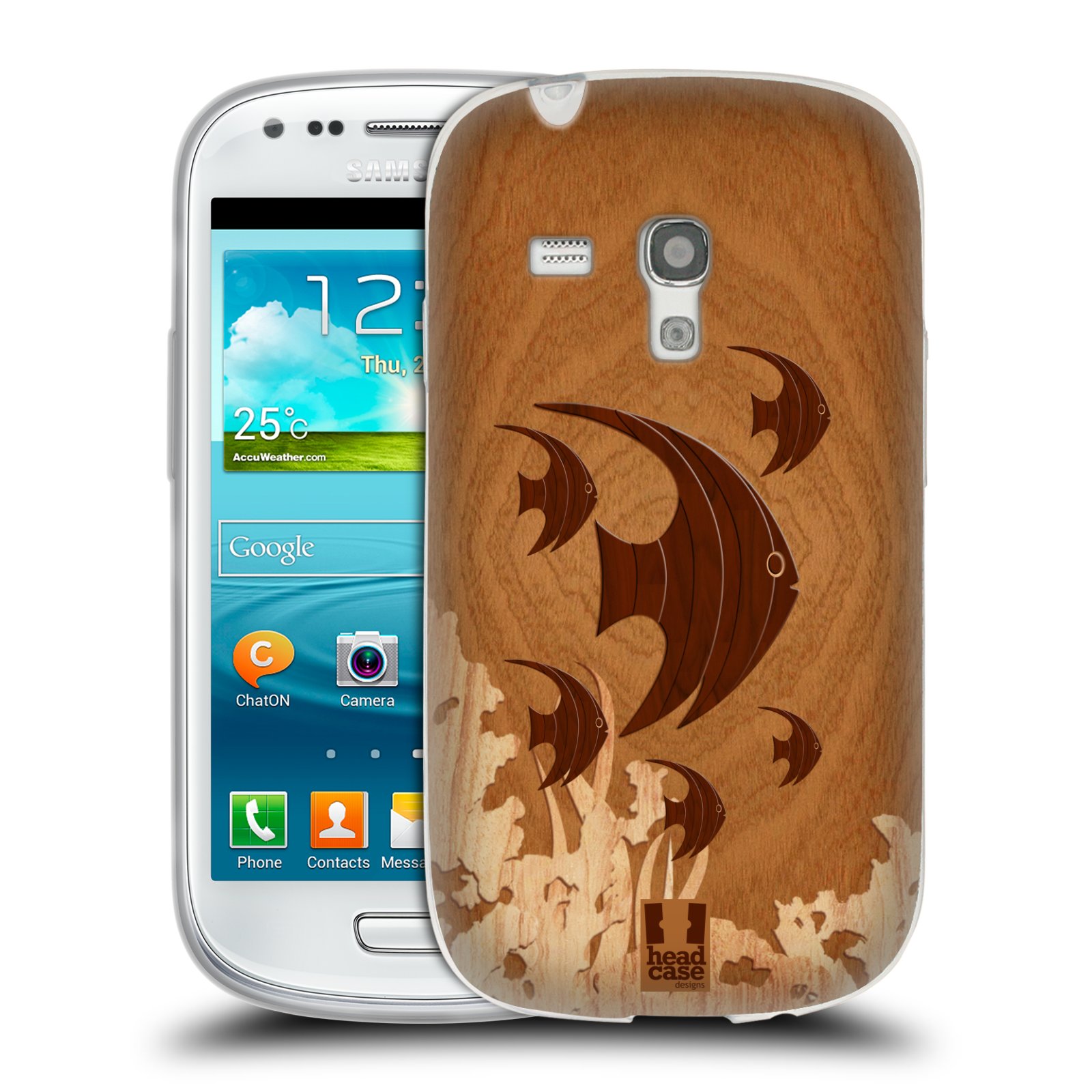 HEAD CASE silikonový obal na mobil Samsung Galaxy S3 MINI i8190 vzor Dřevěné umění 2 RYBA
