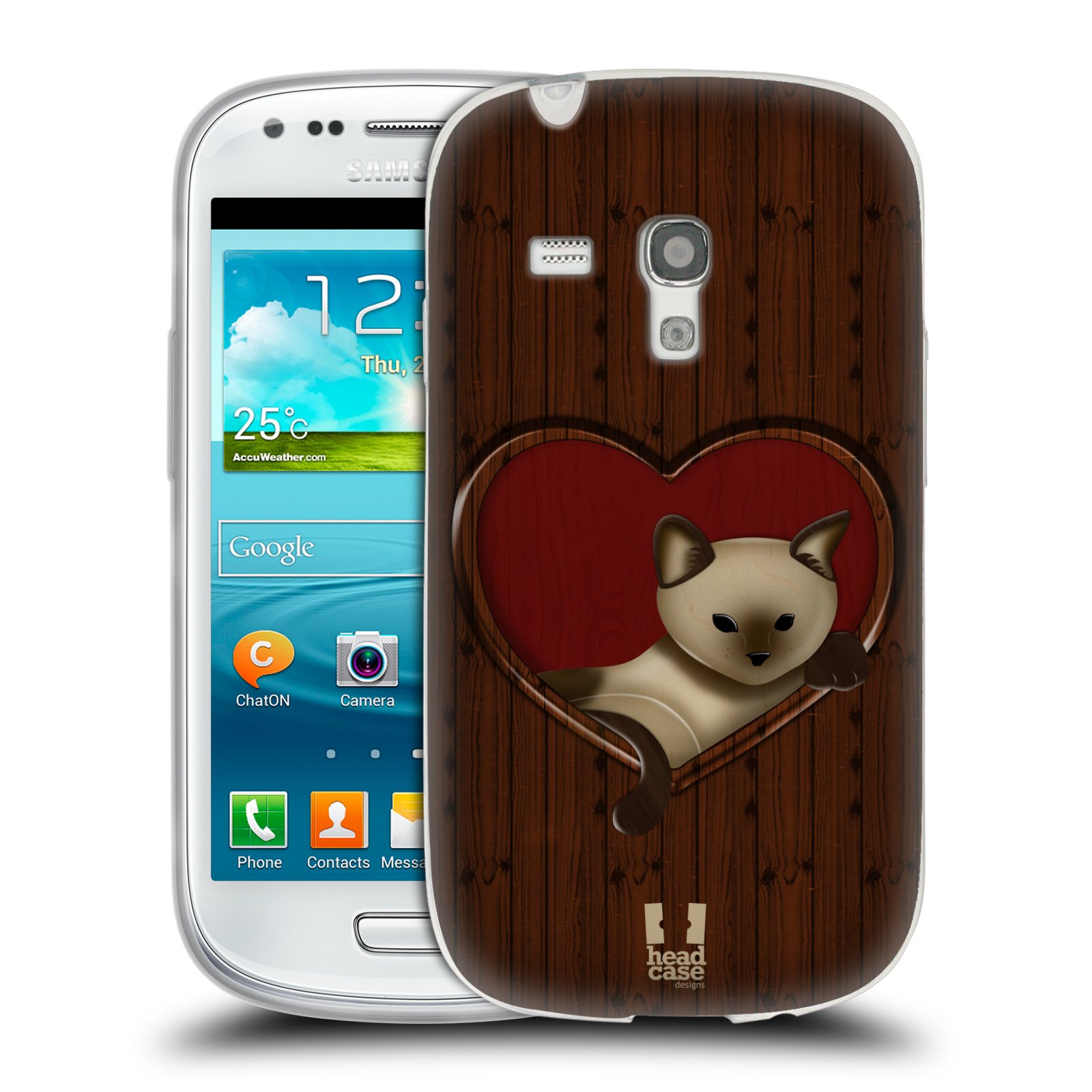 HEAD CASE silikonový obal na mobil Samsung Galaxy S3 MINI i8190 vzor Dřevěné umění 2 KOČIČKA V SRDCI