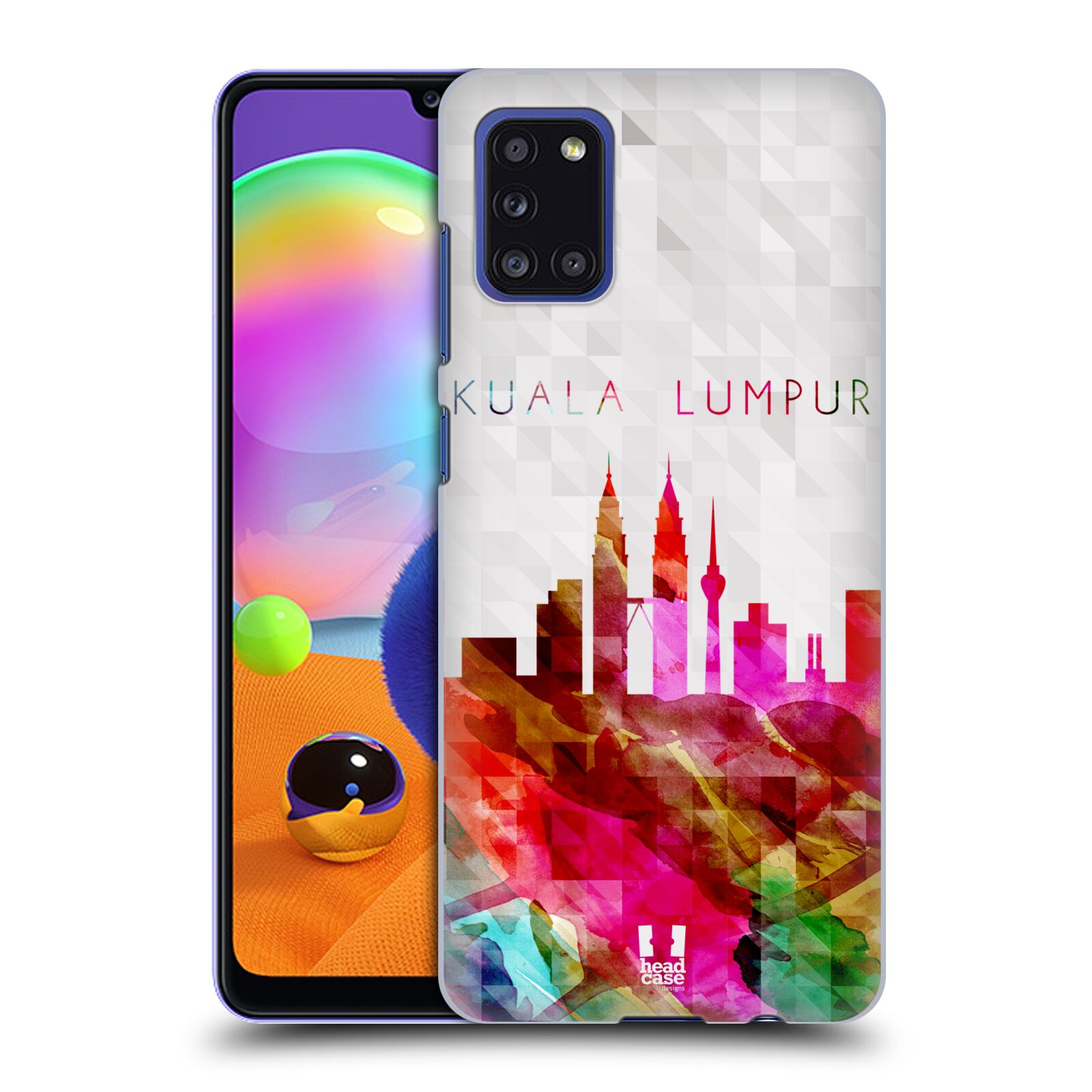 Zadní kryt na mobil Samsung Galaxy A31 vzor Vodní barva města silueta KUALA LUMPUR PETRONAS VEŽE