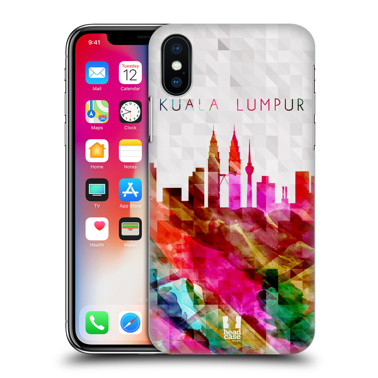 HEAD CASE plastový obal na mobil Apple Iphone X / XS vzor Vodní barva města silueta KUALA LUMPUR PETRONAS VEŽE