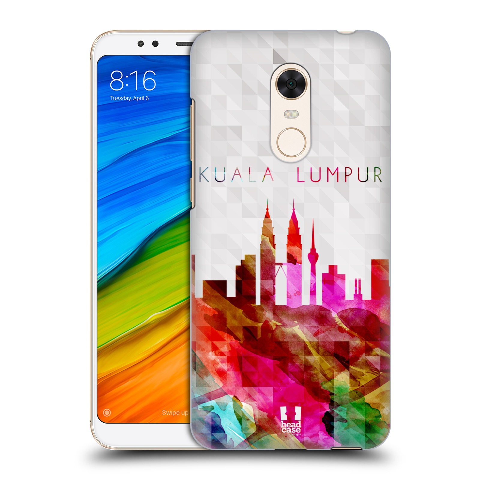 HEAD CASE plastový obal na mobil Xiaomi Redmi 5 PLUS vzor Vodní barva města silueta KUALA LUMPUR PETRONAS VEŽE