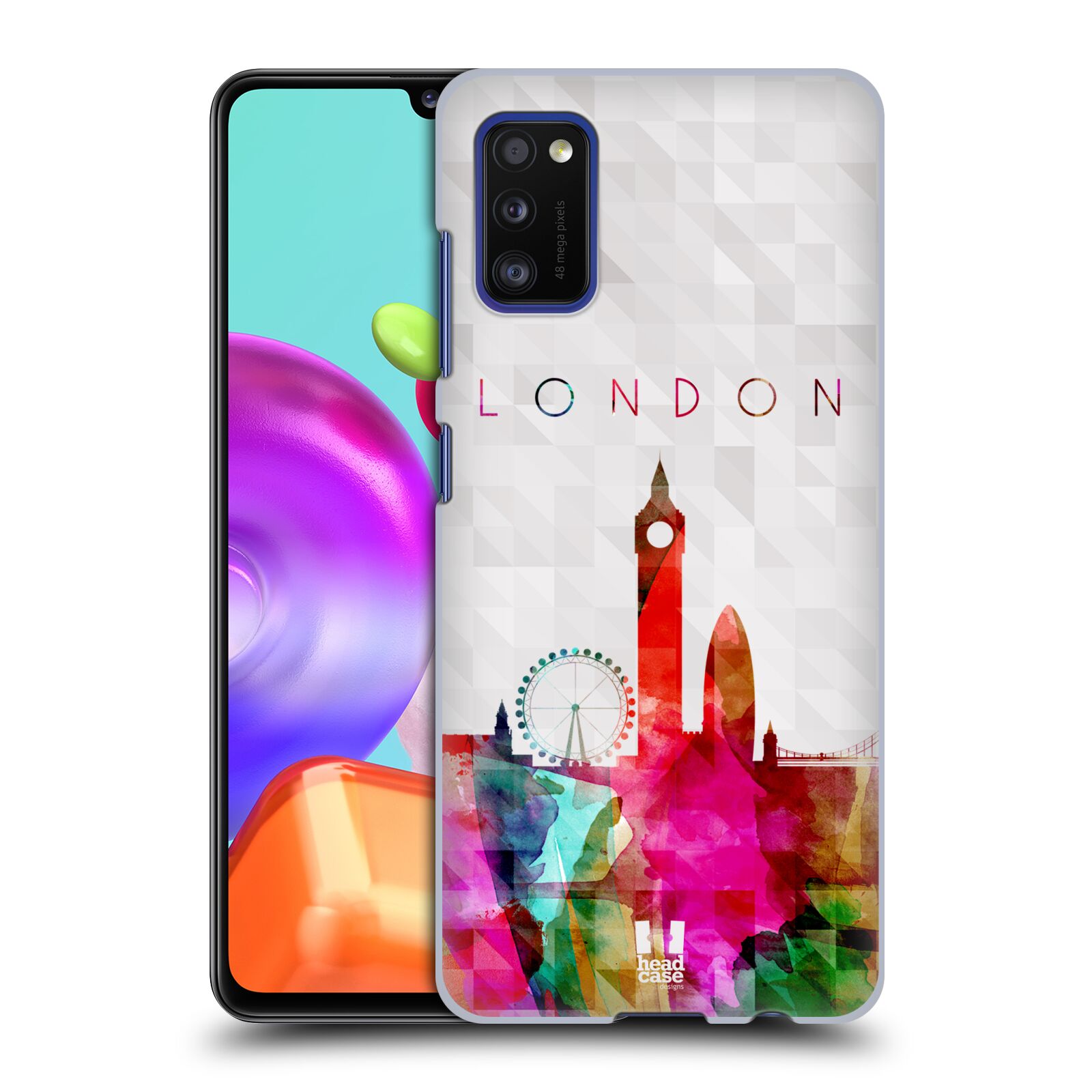 Zadní kryt na mobil Samsung Galaxy A41 vzor Vodní barva města silueta LONDÝN BIG BEN ANGLIE