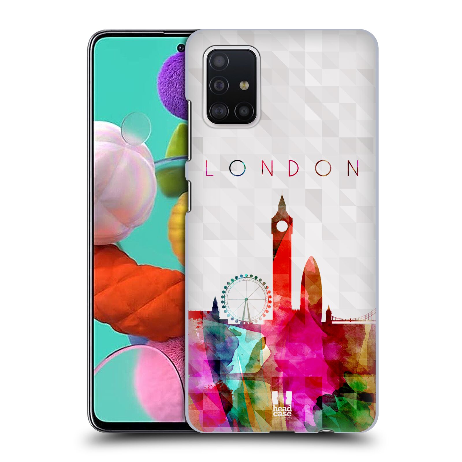 Pouzdro na mobil Samsung Galaxy A51 - HEAD CASE - vzor Vodní barva města silueta LONDÝN BIG BEN ANGLIE