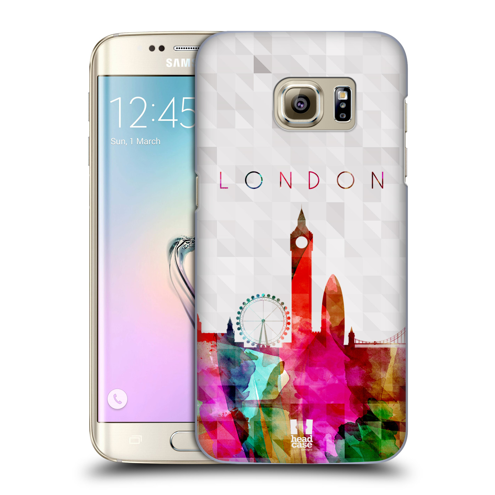 HEAD CASE plastový obal na mobil SAMSUNG GALAXY S7 EDGE vzor Vodní barva města silueta LONDÝN BIG BEN ANGLIE