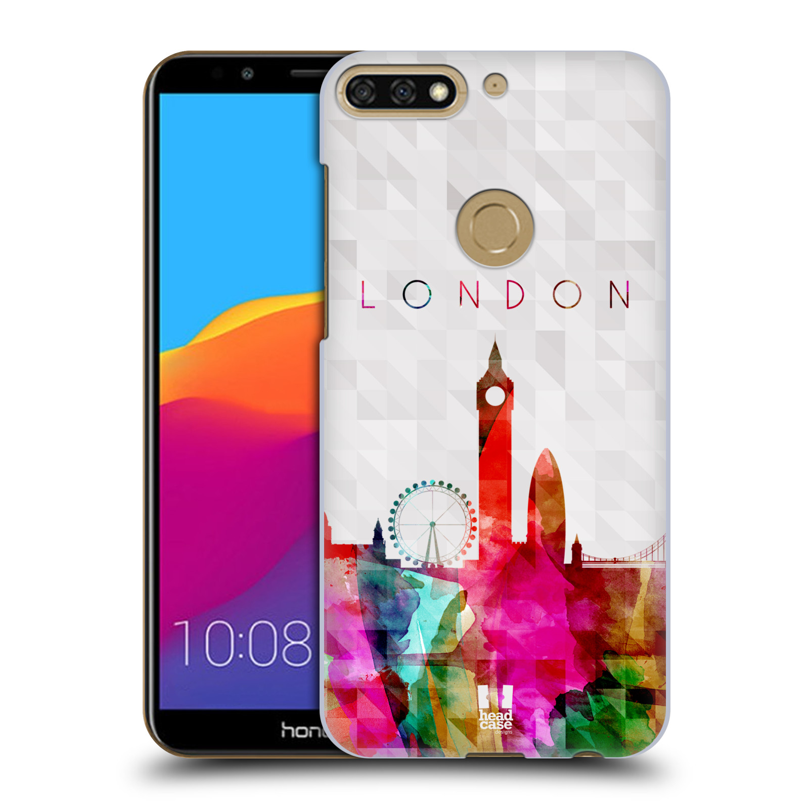 HEAD CASE plastový obal na mobil Honor 7c vzor Vodní barva města silueta LONDÝN BIG BEN ANGLIE