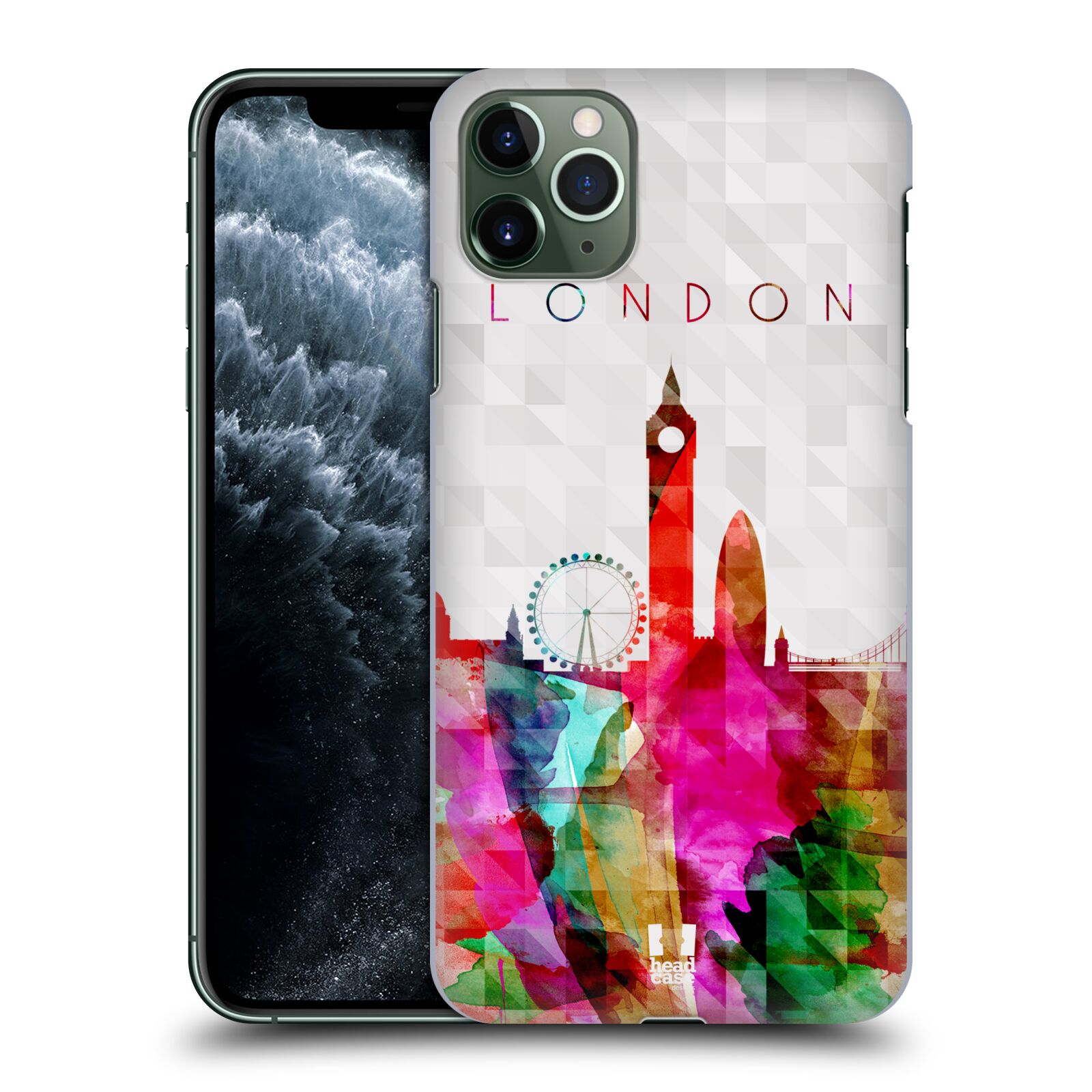 Pouzdro na mobil Apple Iphone 11 PRO MAX - HEAD CASE - vzor Vodní barva města silueta LONDÝN BIG BEN ANGLIE