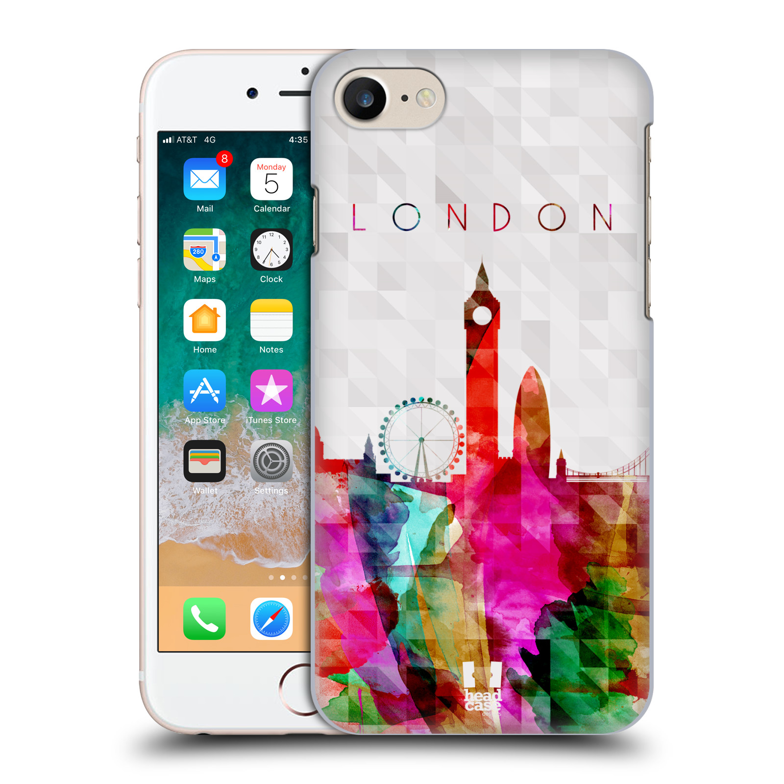 HEAD CASE plastový obal na mobil Apple Iphone 7 vzor Vodní barva města silueta LONDÝN BIG BEN ANGLIE