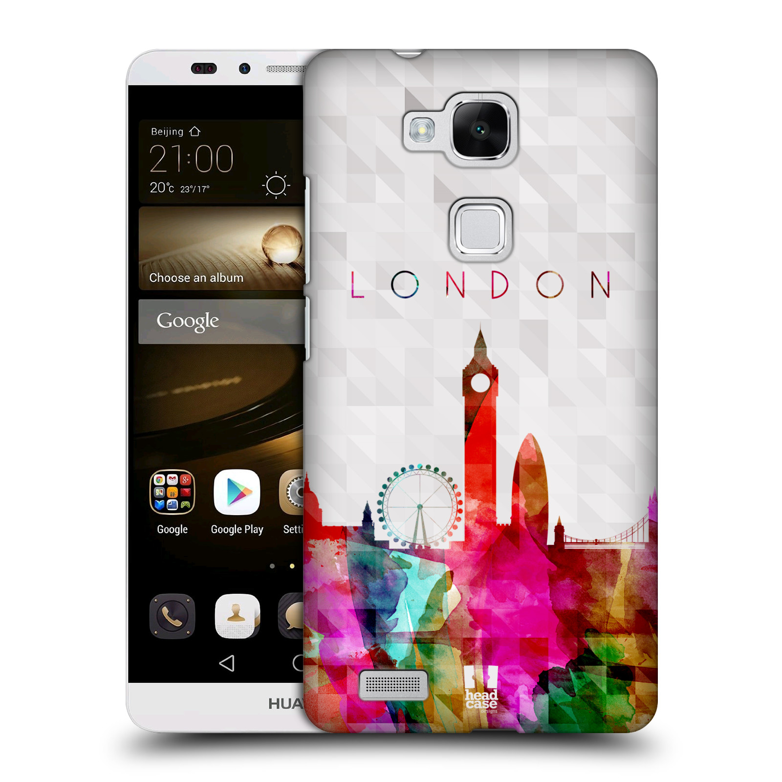 HEAD CASE plastový obal na mobil Huawei Mate 7 vzor Vodní barva města silueta LONDÝN BIG BEN ANGLIE
