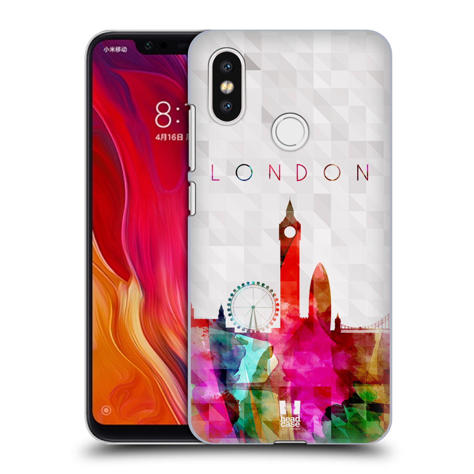 HEAD CASE plastový obal na mobil Xiaomi Mi 8 vzor Vodní barva města silueta LONDÝN BIG BEN ANGLIE