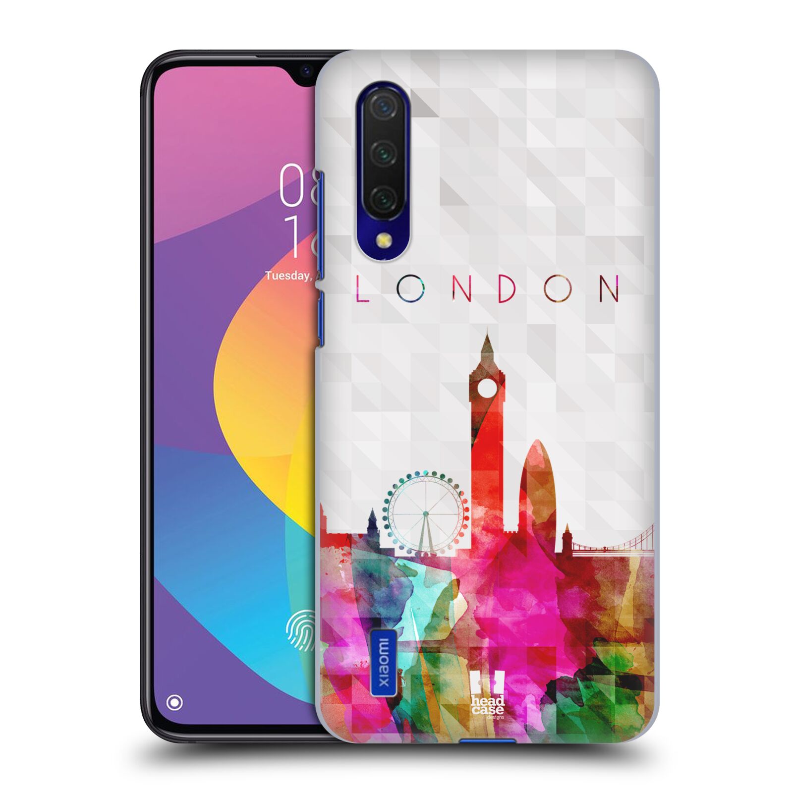 Zadní kryt na mobil Xiaomi MI 9 LITE vzor Vodní barva města silueta LONDÝN BIG BEN ANGLIE