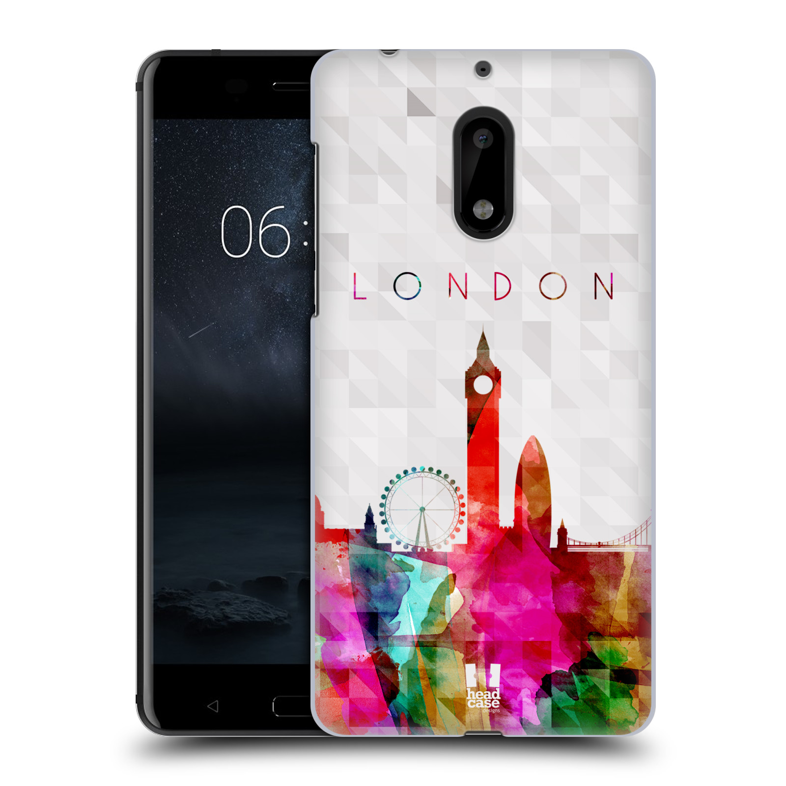 HEAD CASE plastový obal na mobil Nokia 6 vzor Vodní barva města silueta LONDÝN BIG BEN ANGLIE