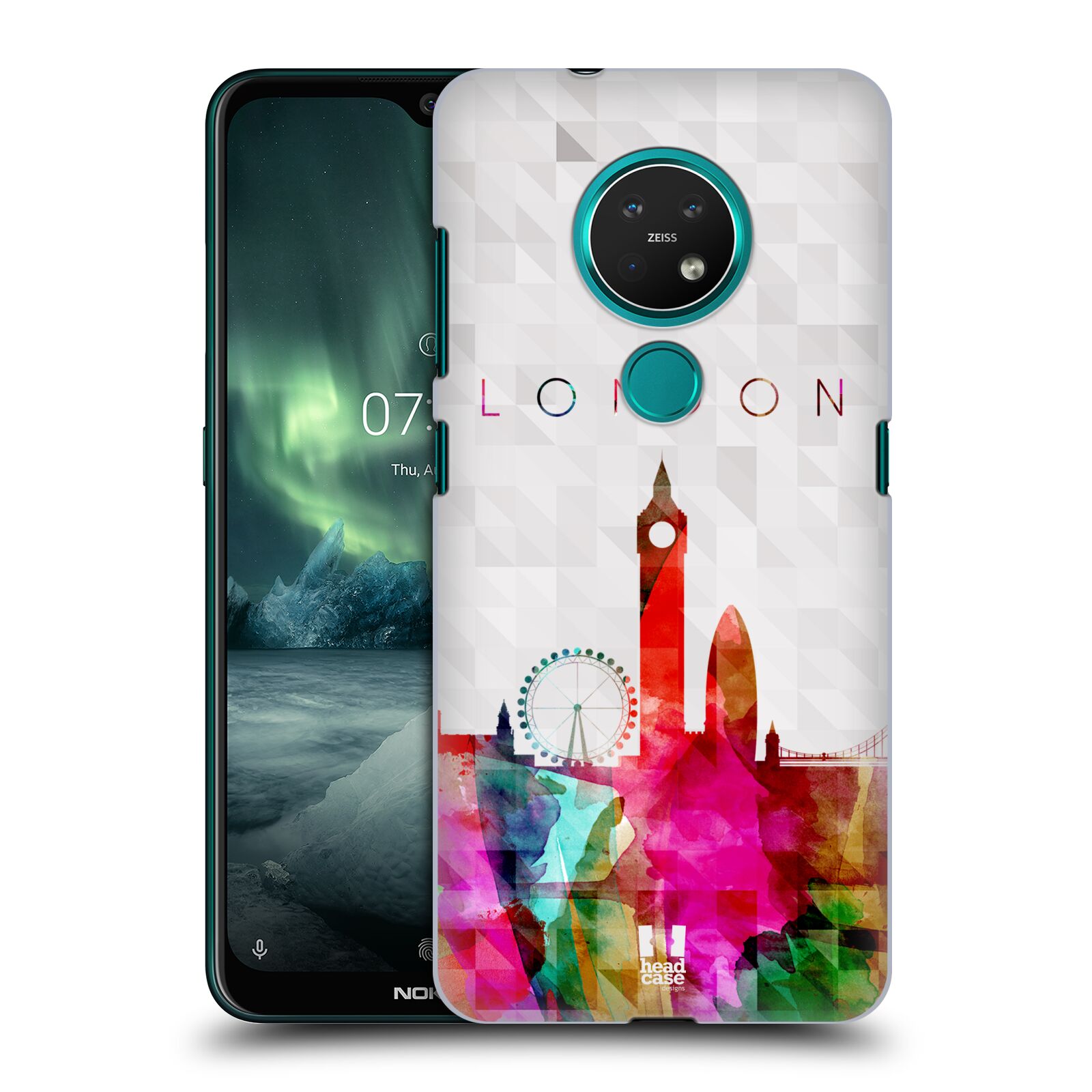 Pouzdro na mobil NOKIA 7.2 - HEAD CASE - vzor Vodní barva města silueta LONDÝN BIG BEN ANGLIE