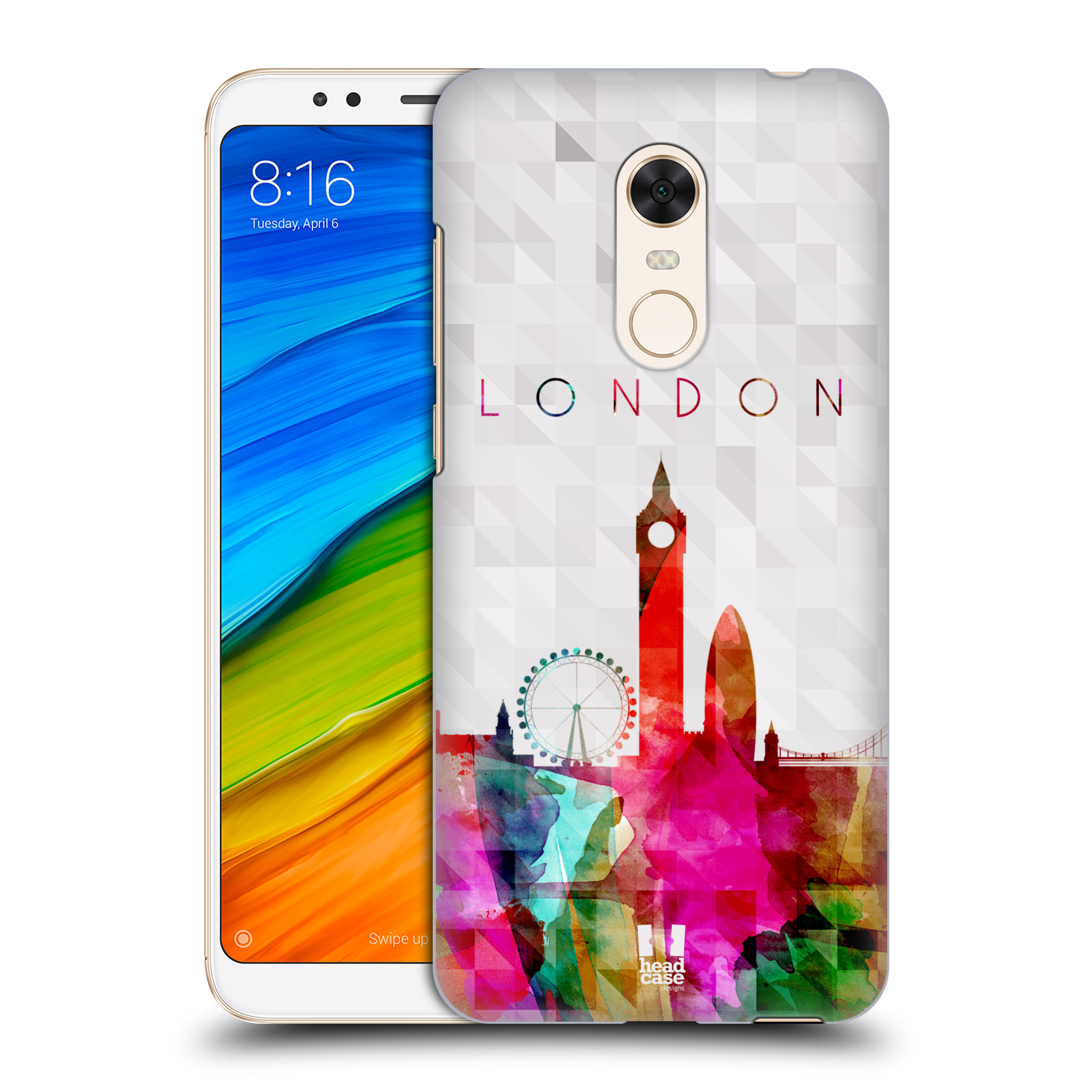 HEAD CASE plastový obal na mobil Xiaomi Redmi 5 PLUS vzor Vodní barva města silueta LONDÝN BIG BEN ANGLIE