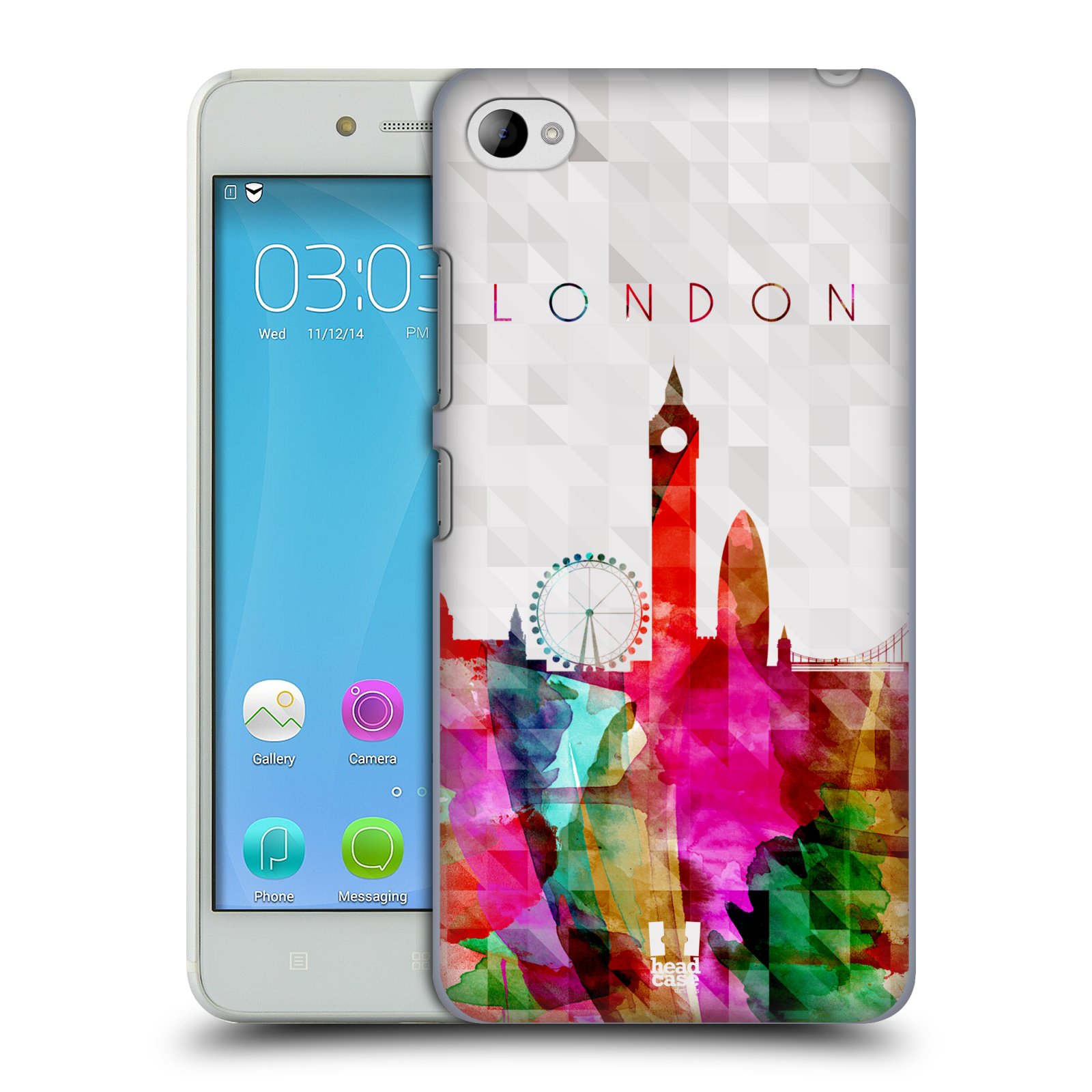 HEAD CASE pevný plastový obal na mobil LENOVO S90 vzor Vodní barva města silueta LONDÝN BIG BEN ANGLIE