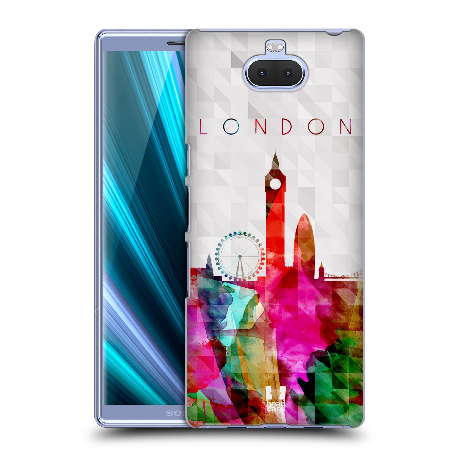 Pouzdro na mobil Sony Xperia 10 - Head Case - vzor Vodní barva města silueta LONDÝN BIG BEN ANGLIE