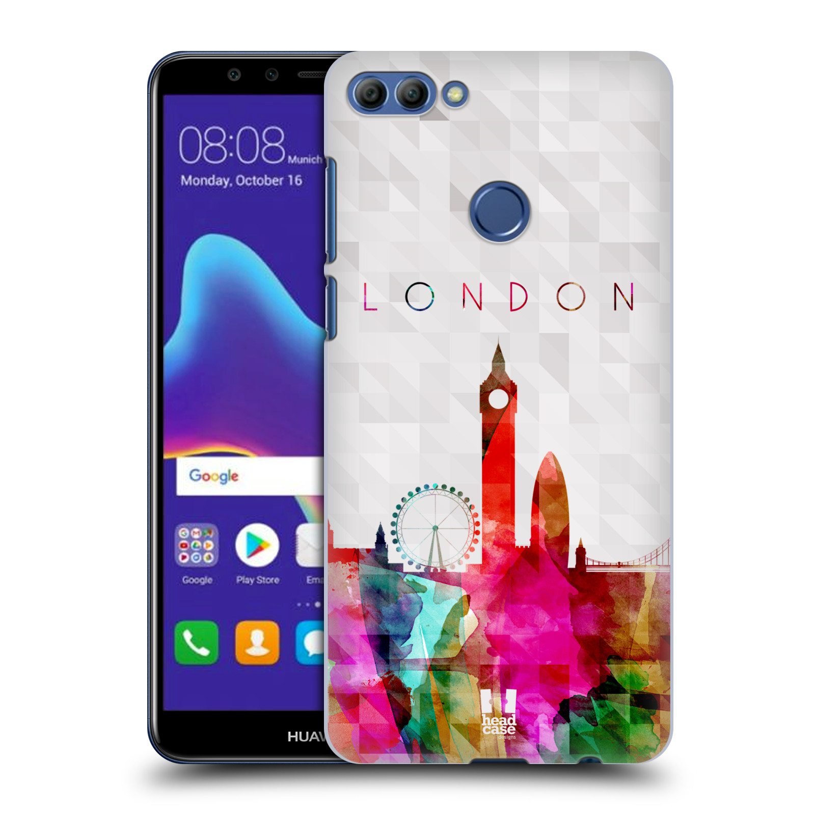 HEAD CASE plastový obal na mobil Huawei Y9 2018 vzor Vodní barva města silueta LONDÝN BIG BEN ANGLIE