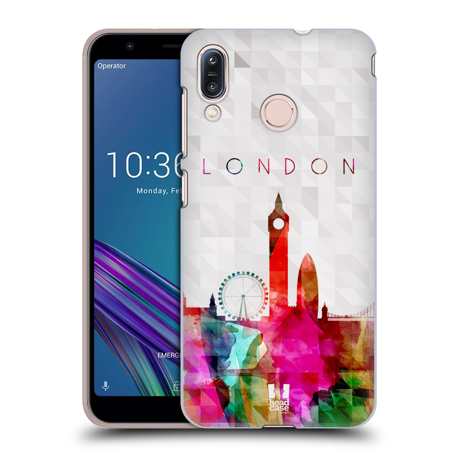 Pouzdro na mobil Asus Zenfone Max M1 (ZB555KL) - HEAD CASE - vzor Vodní barva města silueta LONDÝN BIG BEN ANGLIE