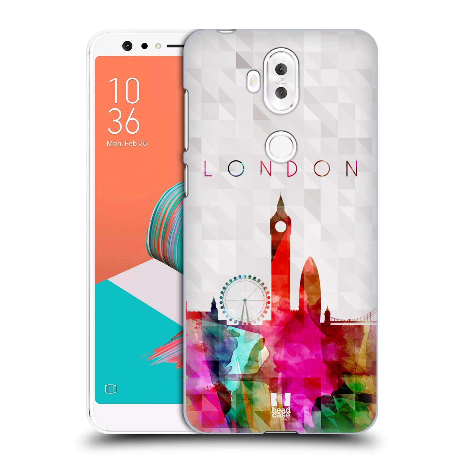 HEAD CASE plastový obal na mobil Asus Zenfone 5 LITE ZC600KL vzor Vodní barva města silueta LONDÝN BIG BEN ANGLIE
