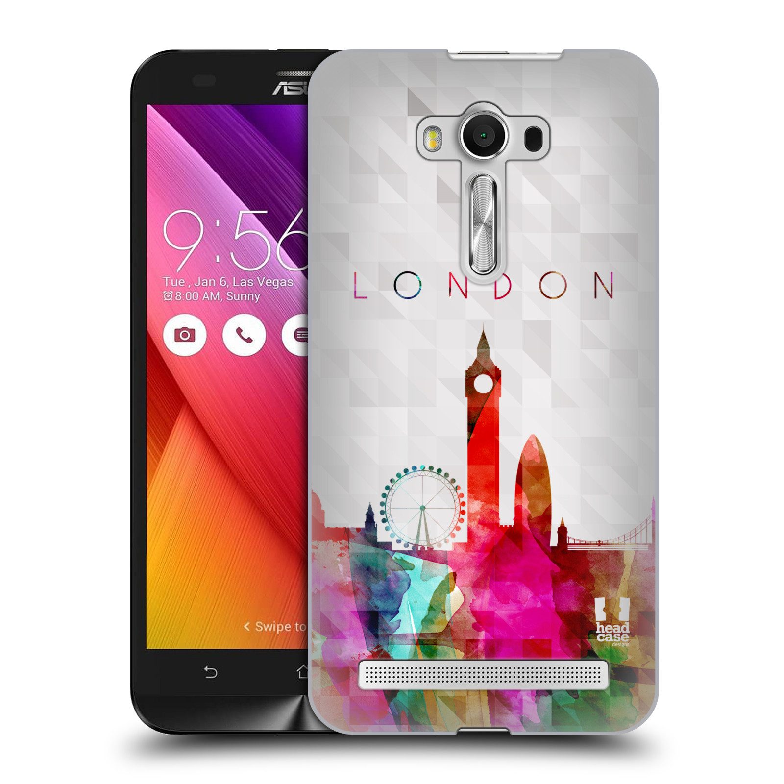 HEAD CASE plastový obal na mobil Asus Zenfone 2 LASER (5,5 displej ZE550KL) vzor Vodní barva města silueta LONDÝN BIG BEN ANGLIE