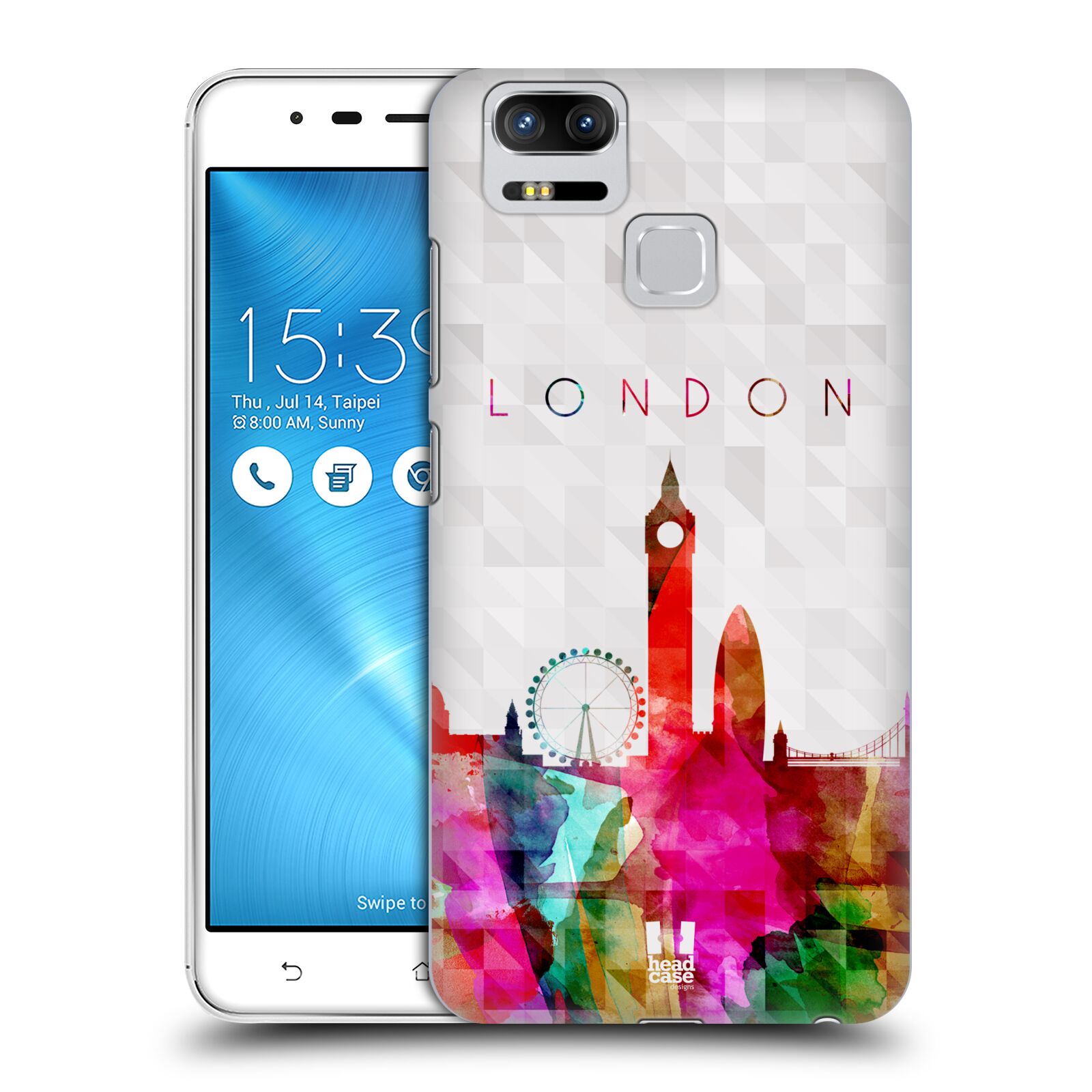 HEAD CASE plastový obal na mobil Asus Zenfone 3 Zoom ZE553KL vzor Vodní barva města silueta LONDÝN BIG BEN ANGLIE