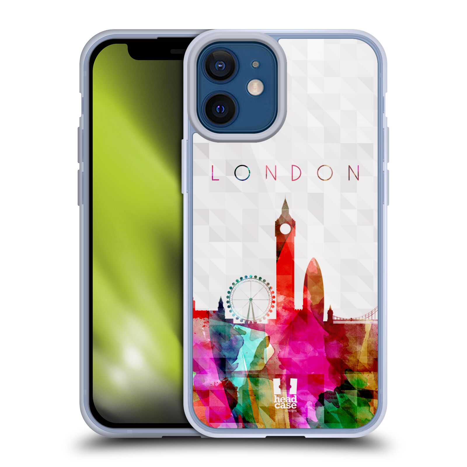 Plastový obal na mobil Apple Iphone 12 MINI vzor Vodní barva města silueta LONDÝN BIG BEN ANGLIE