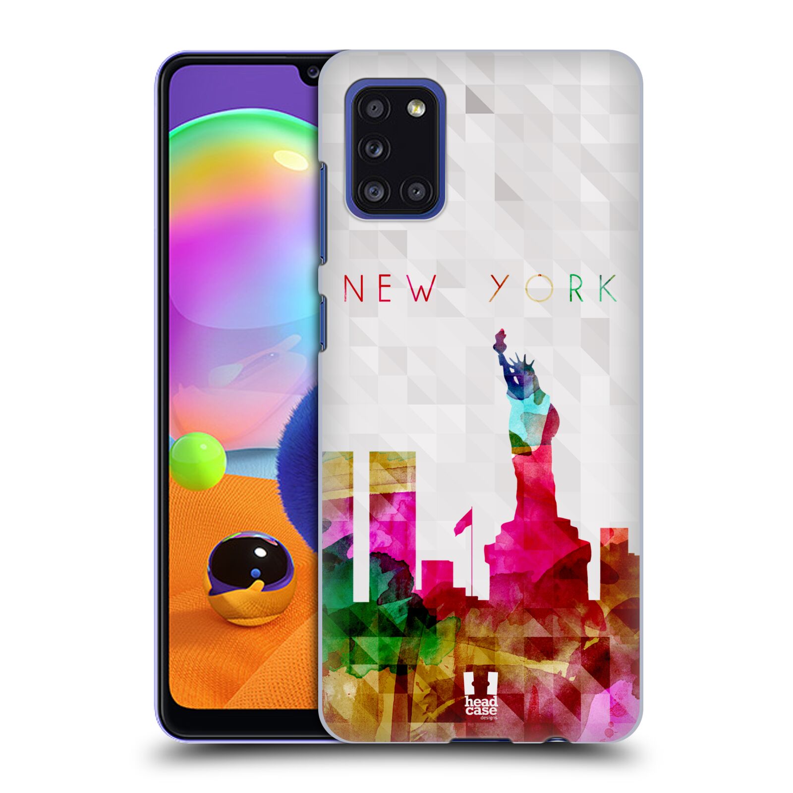 Zadní kryt na mobil Samsung Galaxy A31 vzor Vodní barva města silueta NEW YORK USA SOCHA SVOBODY