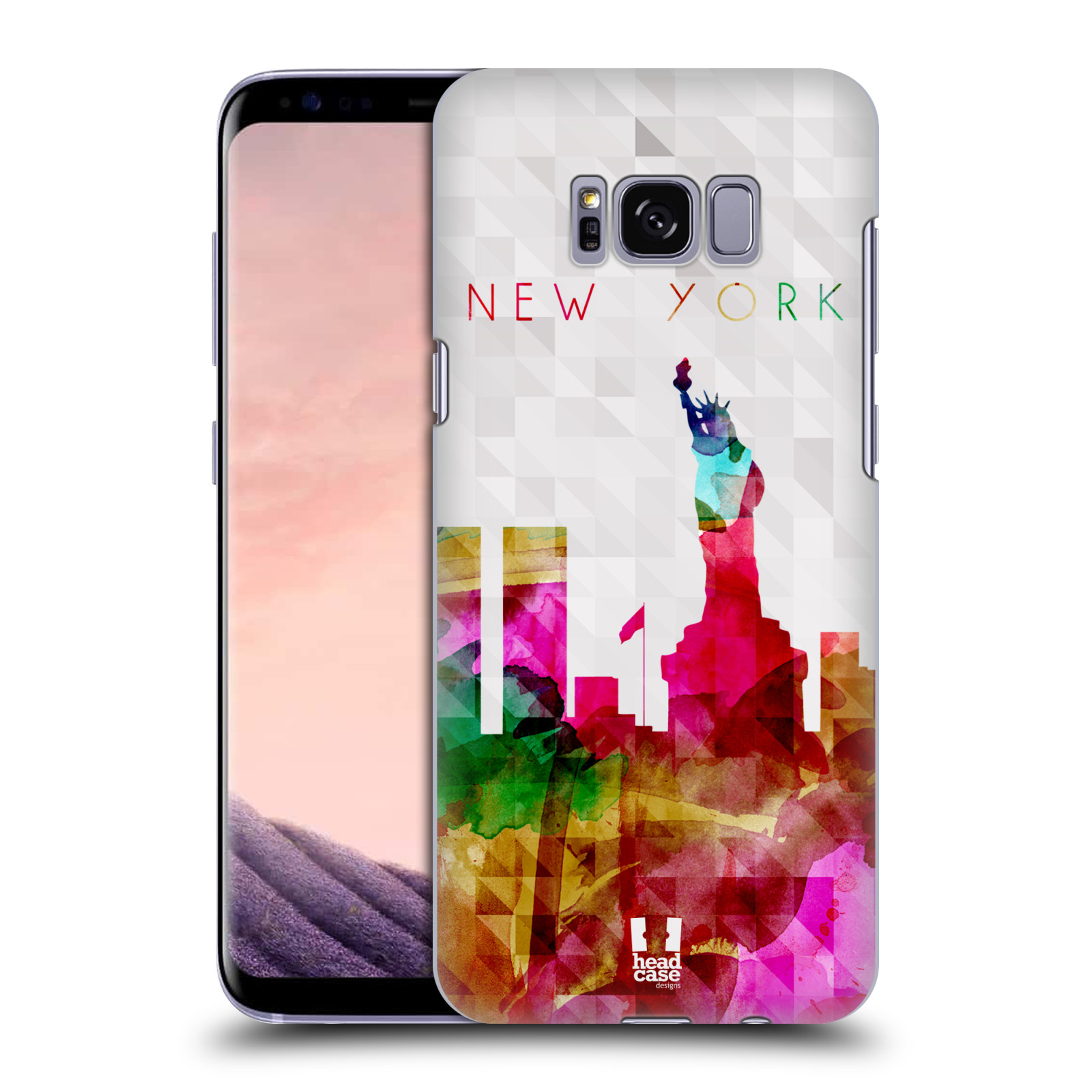 HEAD CASE plastový obal na mobil Samsung Galaxy S8 vzor Vodní barva města silueta NEW YORK USA SOCHA SVOBODY