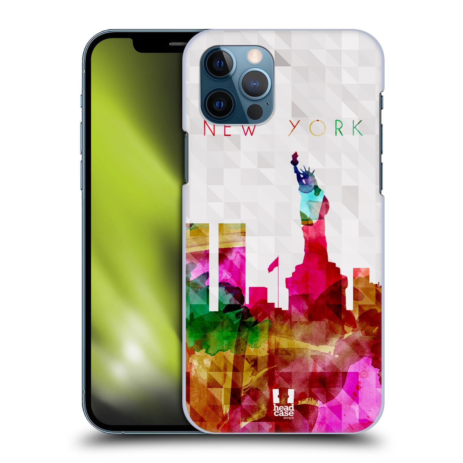 HEAD CASE plastový obal na mobil Apple Iphone 12 / Iphone 12 PRO vzor Vodní barva města silueta NEW YORK USA SOCHA SVOBODY