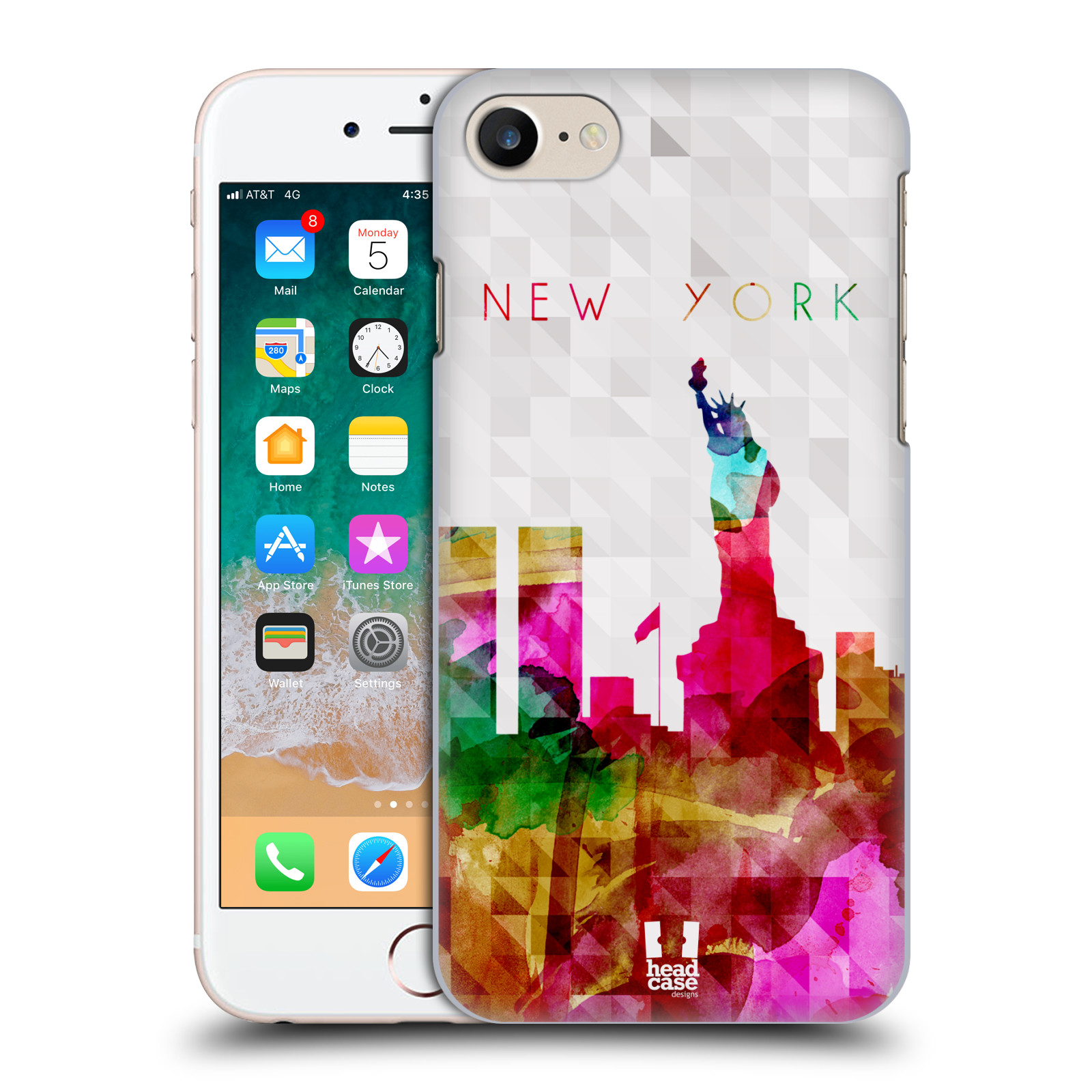 HEAD CASE plastový obal na mobil Apple Iphone 7 vzor Vodní barva města silueta NEW YORK USA SOCHA SVOBODY