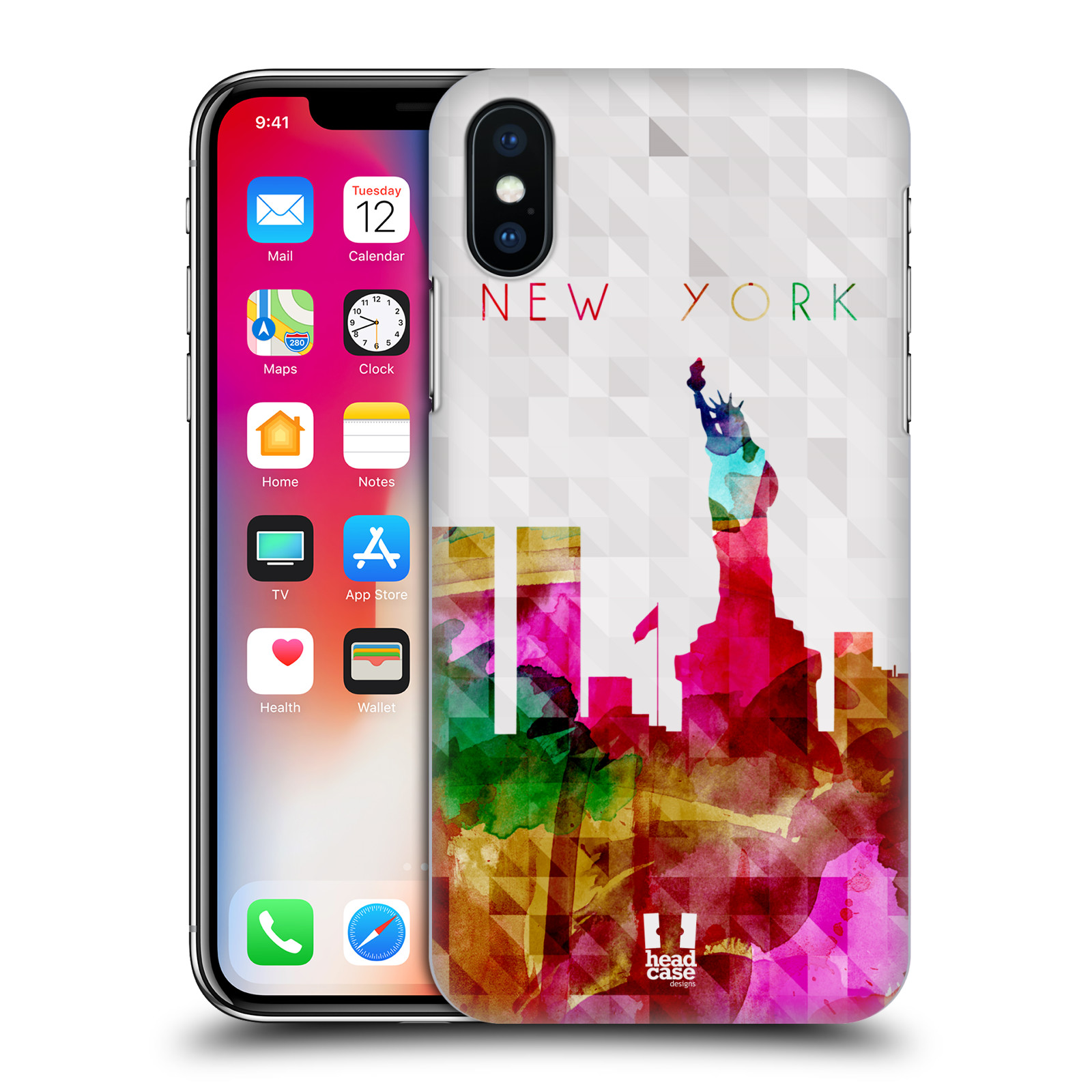 HEAD CASE plastový obal na mobil Apple Iphone X / XS vzor Vodní barva města silueta NEW YORK USA SOCHA SVOBODY