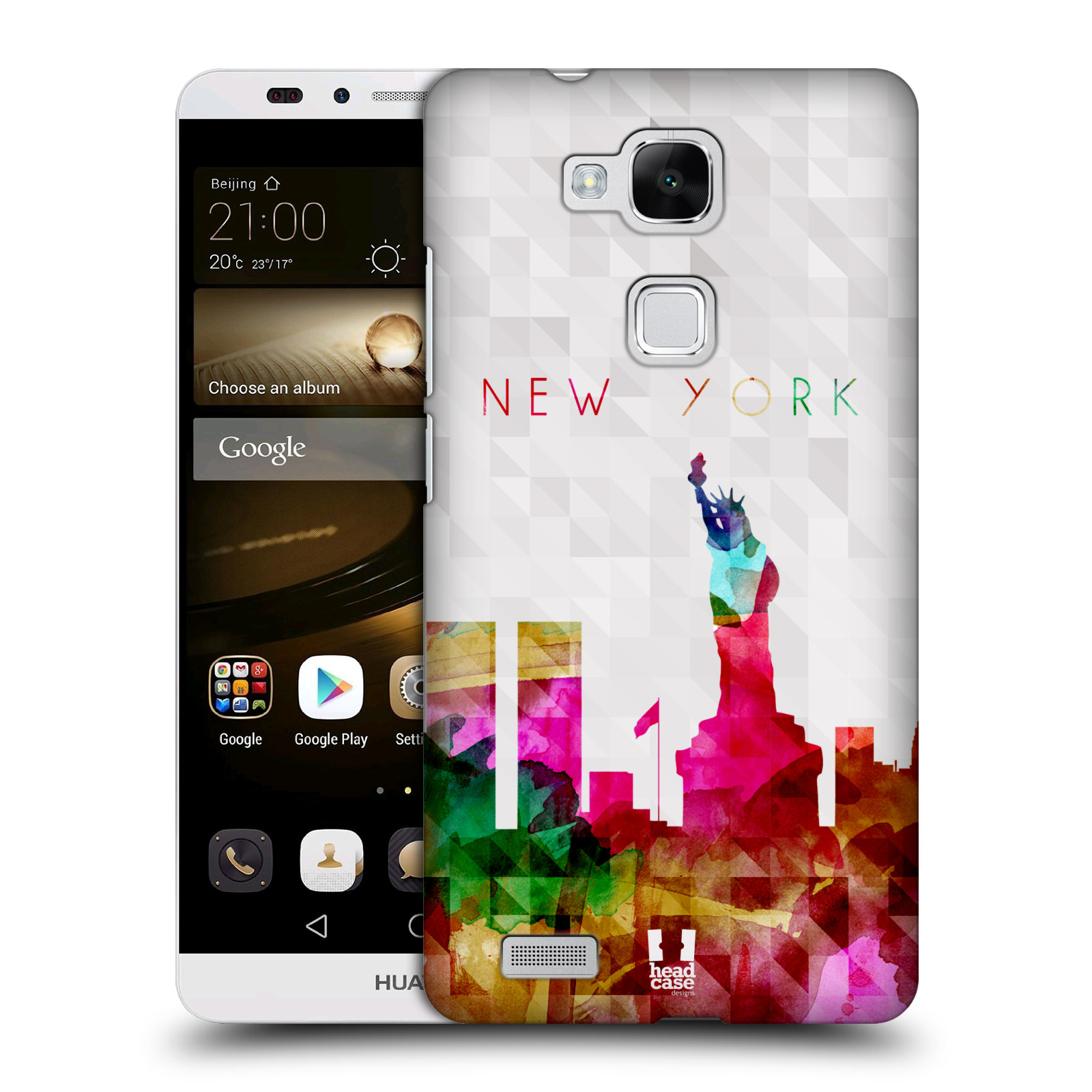 HEAD CASE plastový obal na mobil Huawei Mate 7 vzor Vodní barva města silueta NEW YORK USA SOCHA SVOBODY