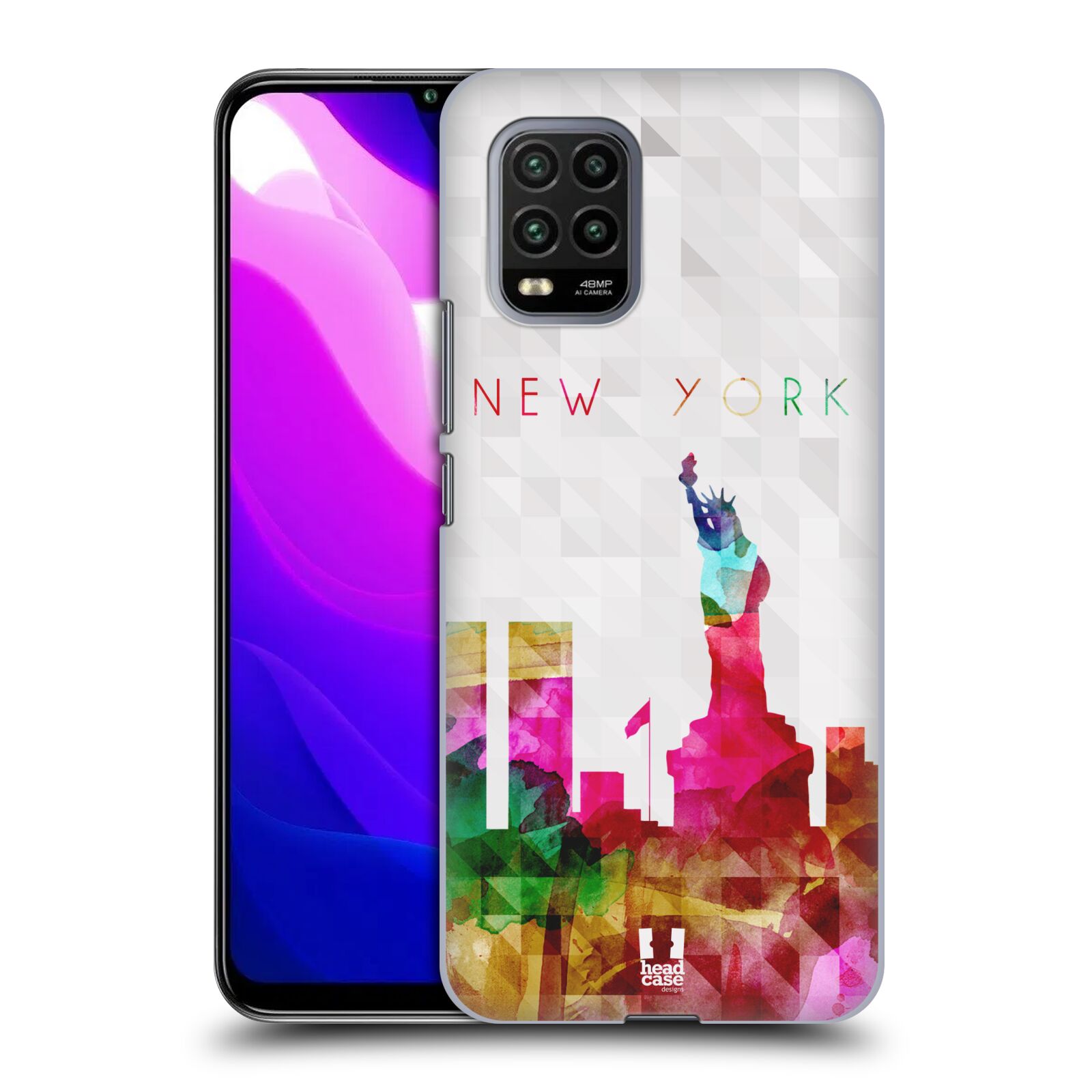 Zadní kryt, obal na mobil Xiaomi Mi 10 LITE vzor Vodní barva města silueta NEW YORK USA SOCHA SVOBODY