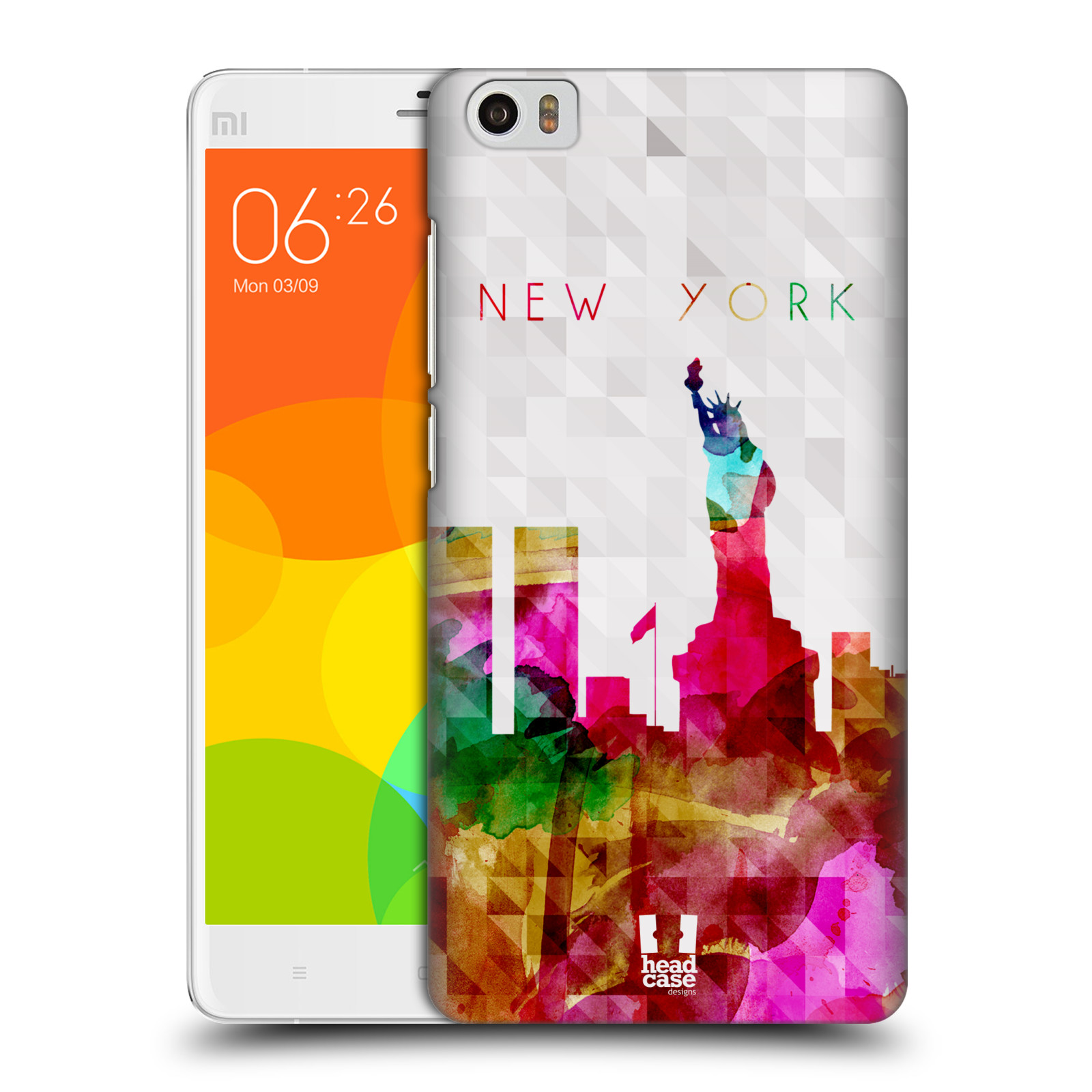 HEAD CASE pevný plastový obal na mobil XIAOMI Mi Note vzor Vodní barva města silueta NEW YORK USA SOCHA SVOBODY