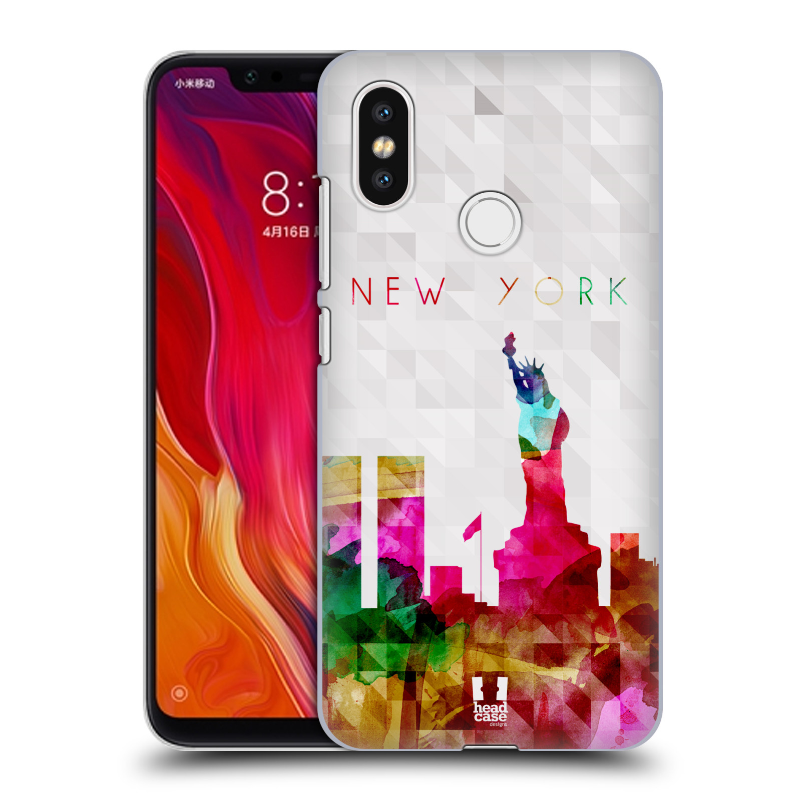 HEAD CASE plastový obal na mobil Xiaomi Mi 8 vzor Vodní barva města silueta NEW YORK USA SOCHA SVOBODY