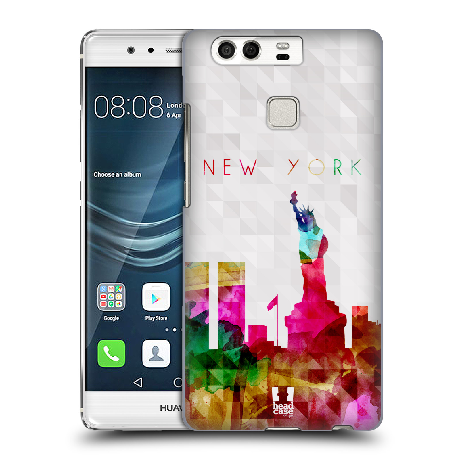 HEAD CASE plastový obal na mobil Huawei P9 / P9 DUAL SIM vzor Vodní barva města silueta NEW YORK USA SOCHA SVOBODY