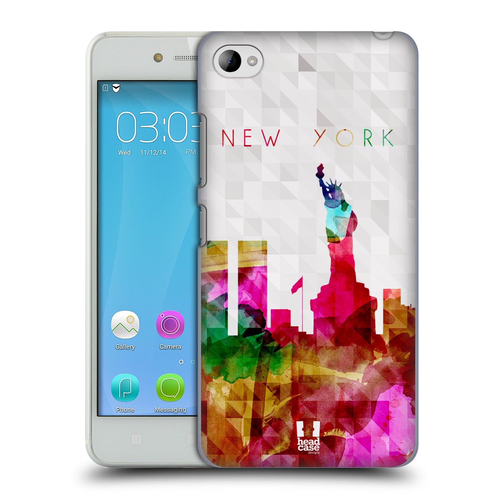 HEAD CASE pevný plastový obal na mobil LENOVO S90 vzor Vodní barva města silueta NEW YORK USA SOCHA SVOBODY