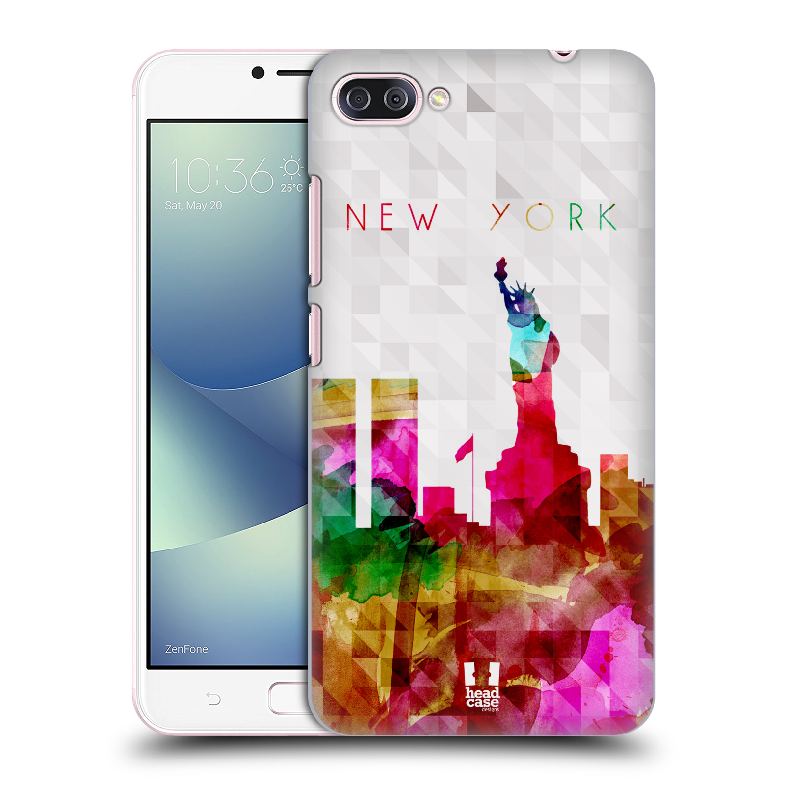 HEAD CASE plastový obal na mobil Asus Zenfone 4 MAX ZC554KL vzor Vodní barva města silueta NEW YORK USA SOCHA SVOBODY