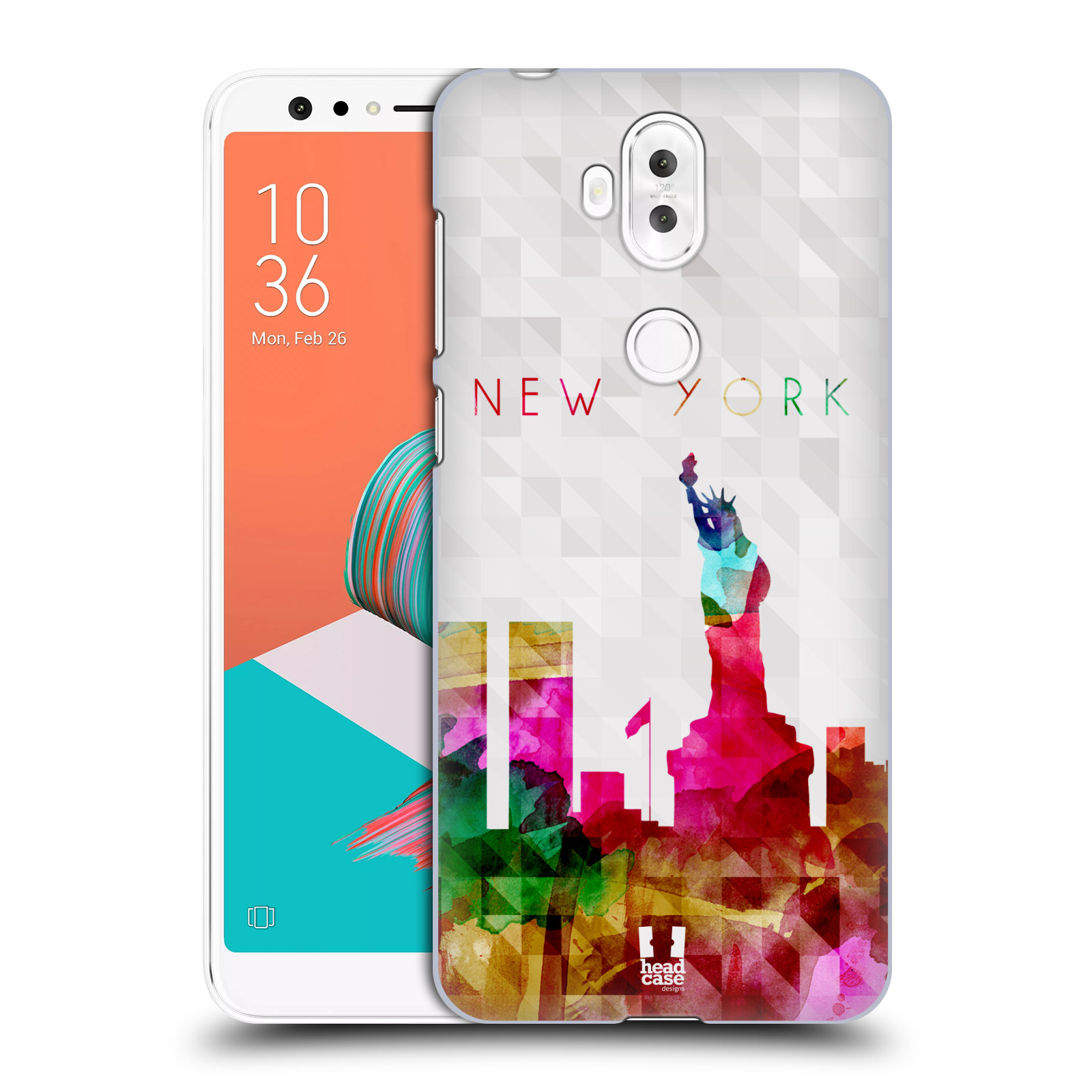 HEAD CASE plastový obal na mobil Asus Zenfone 5 LITE ZC600KL vzor Vodní barva města silueta NEW YORK USA SOCHA SVOBODY