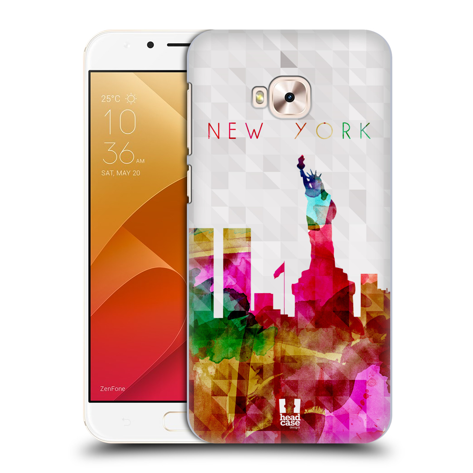 HEAD CASE plastový obal na mobil Asus Zenfone 4 Selfie Pro ZD552KL vzor Vodní barva města silueta NEW YORK USA SOCHA SVOBODY