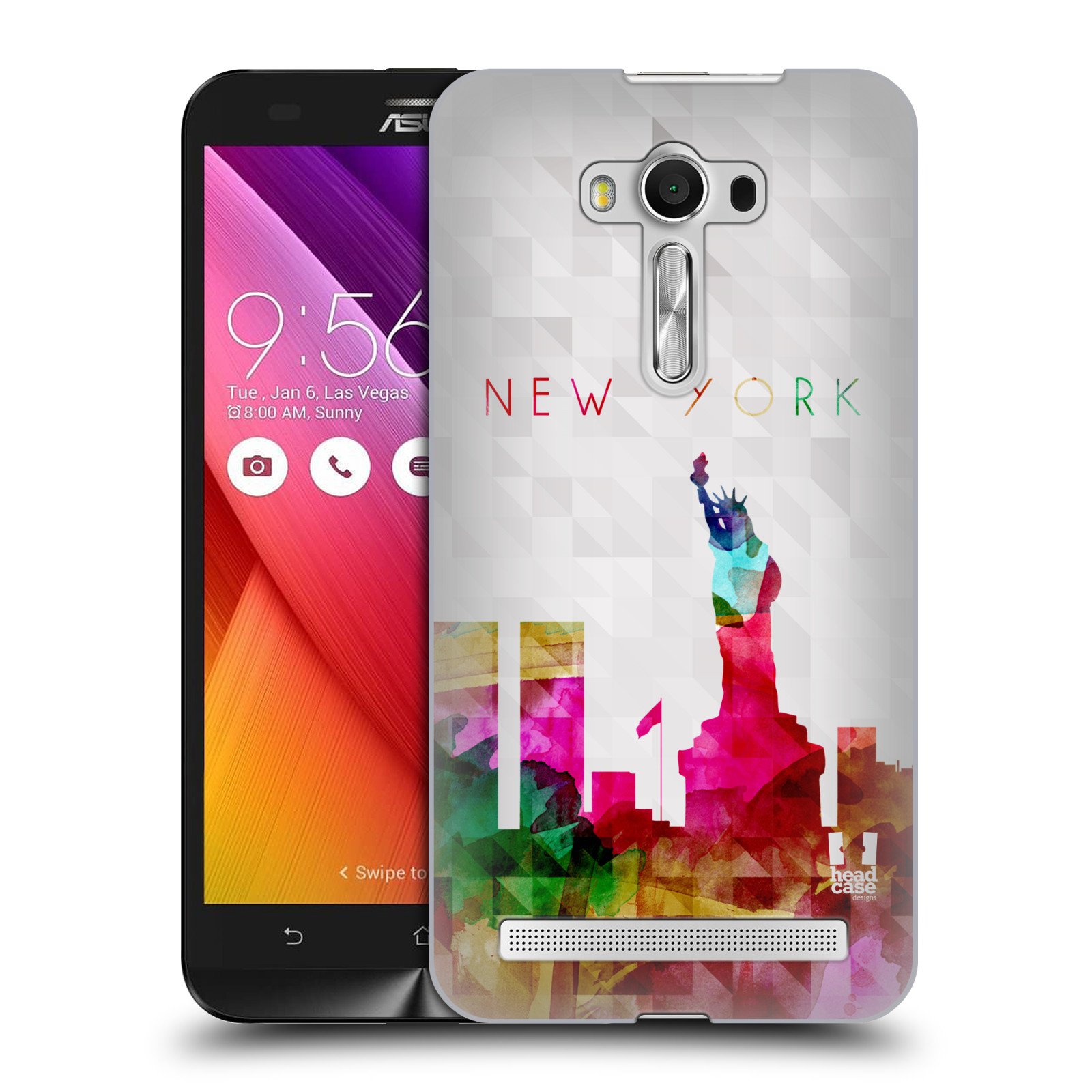 HEAD CASE plastový obal na mobil Asus Zenfone 2 LASER (5,5 displej ZE550KL) vzor Vodní barva města silueta NEW YORK USA SOCHA SVOBODY