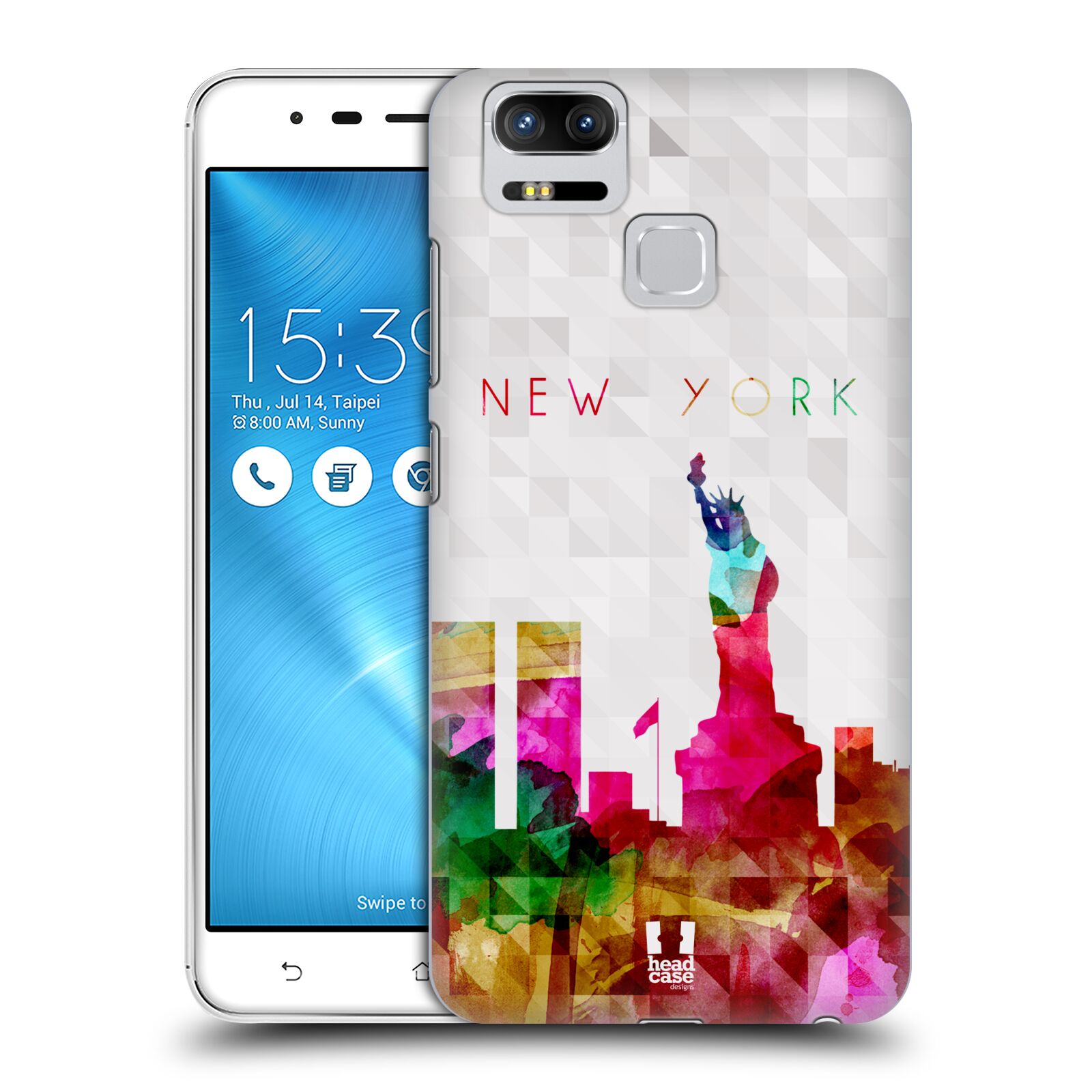 HEAD CASE plastový obal na mobil Asus Zenfone 3 Zoom ZE553KL vzor Vodní barva města silueta NEW YORK USA SOCHA SVOBODY