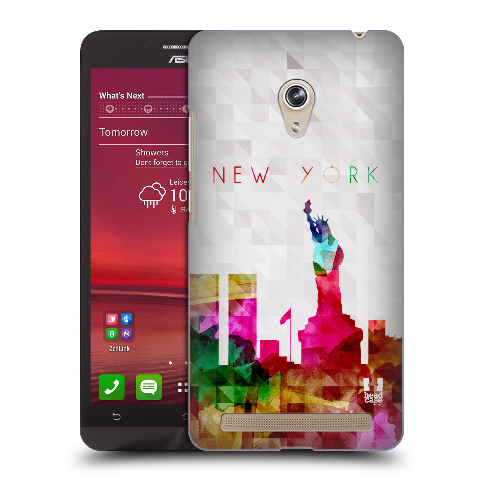 HEAD CASE plastový obal na mobil Asus Zenfone 6 vzor Vodní barva města silueta NEW YORK USA SOCHA SVOBODY