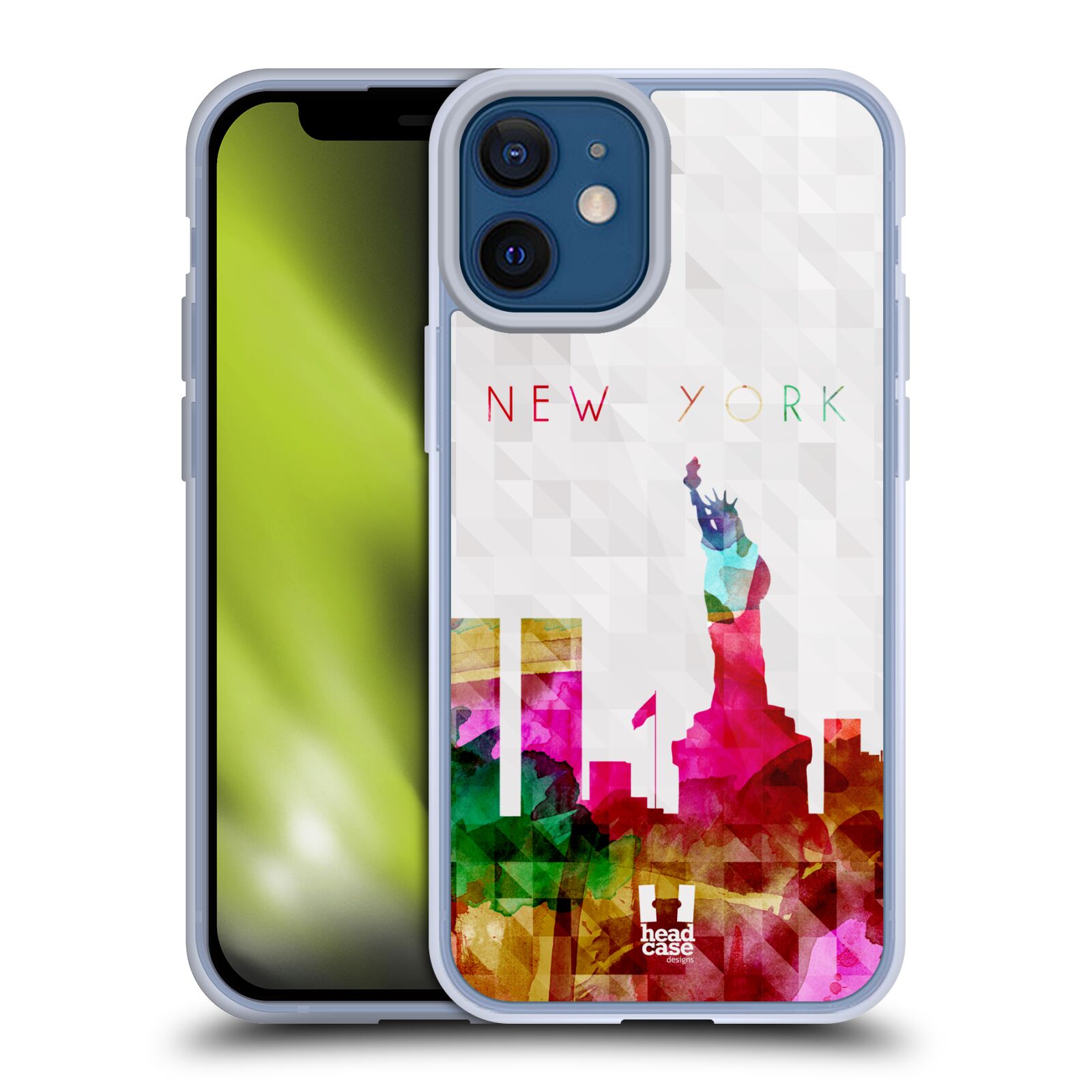 Plastový obal na mobil Apple Iphone 12 MINI vzor Vodní barva města silueta NEW YORK USA SOCHA SVOBODY