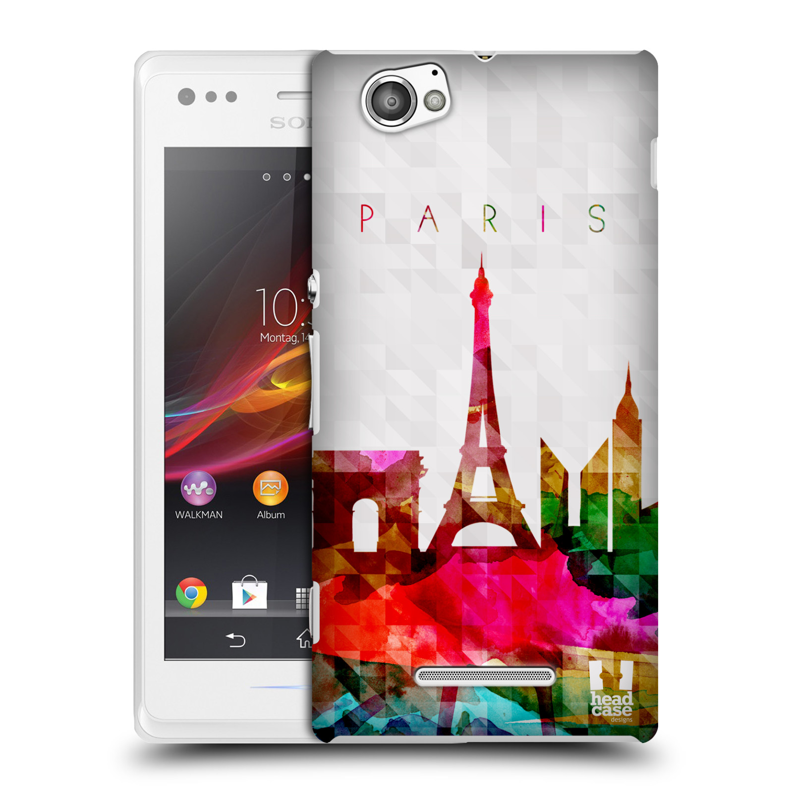 HEAD CASE plastový obal na mobil Sony Xperia M vzor Vodní barva města silueta PAŘÍŽ FRANICE EIFFELOVA VĚŽ